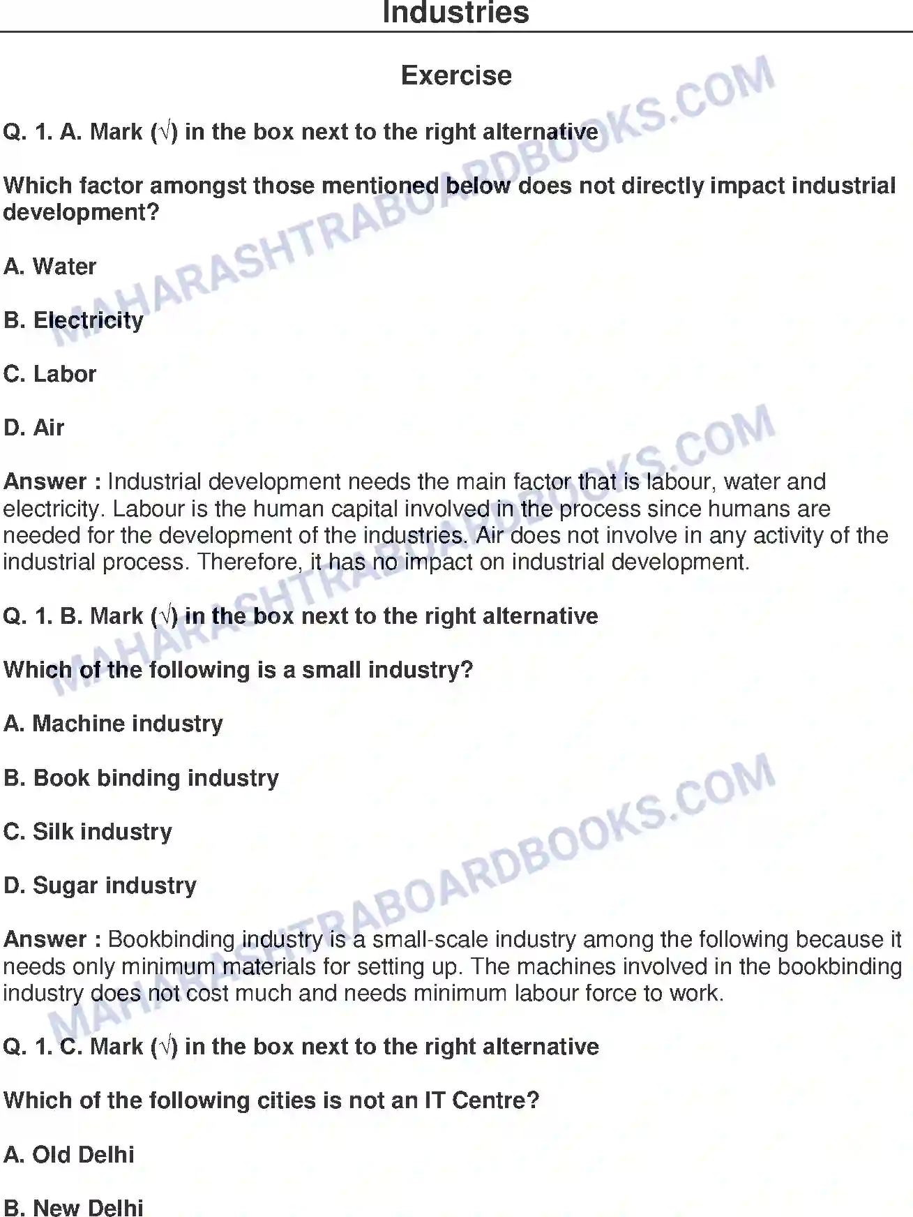 Maharashtra Board Solution Class-8 Geography+-+English+Medium Industries Image 1