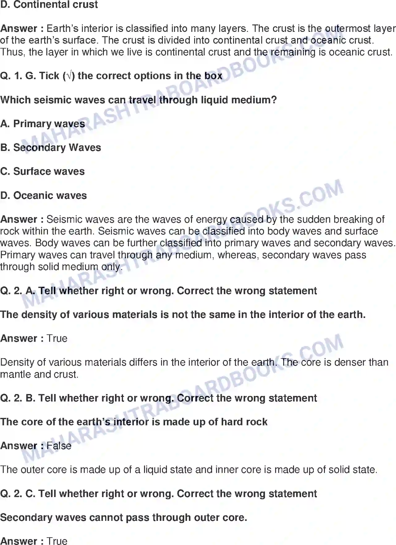 Maharashtra Board Solution Class-8 Geography+-+English+Medium Interior of the Earth Image 3