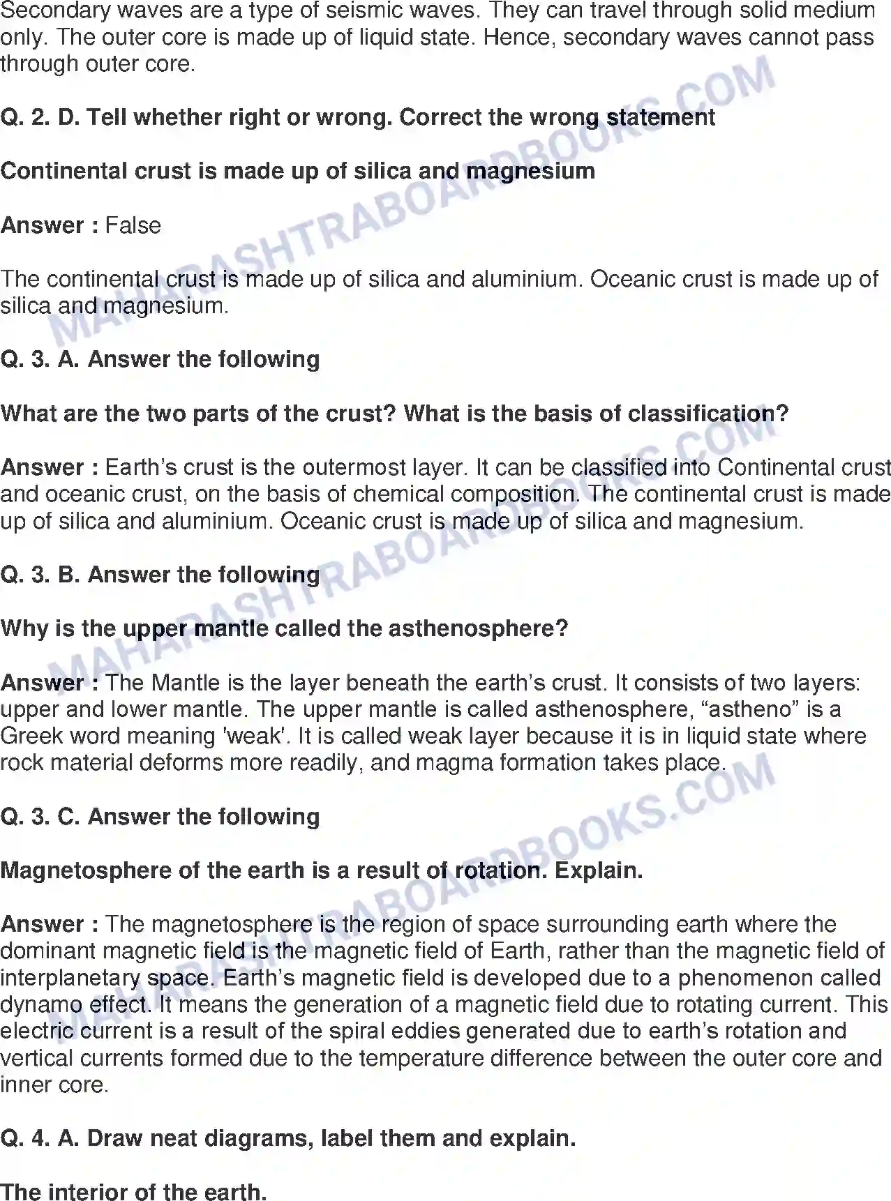 Maharashtra Board Solution Class-8 Geography+-+English+Medium Interior of the Earth Image 4