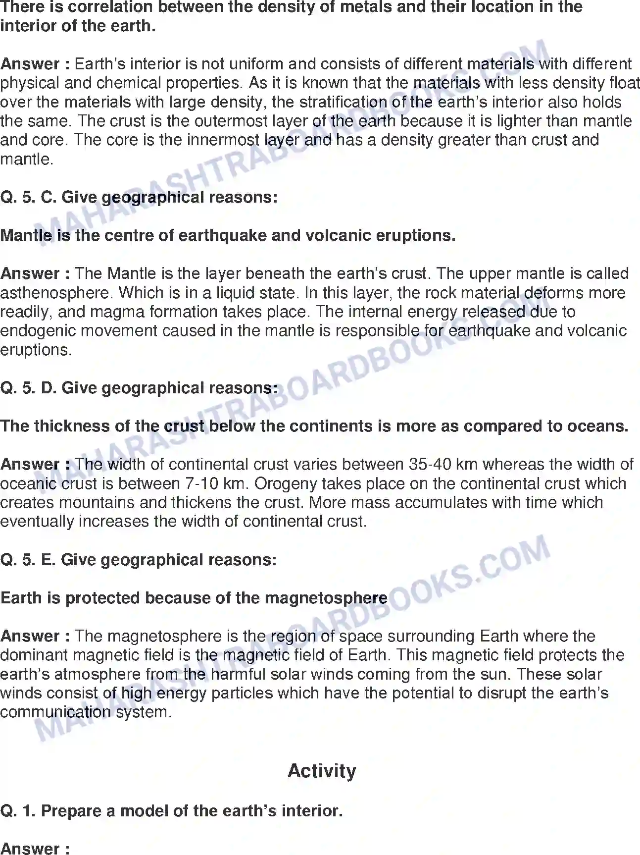 Maharashtra Board Solution Class-8 Geography+-+English+Medium Interior of the Earth Image 7