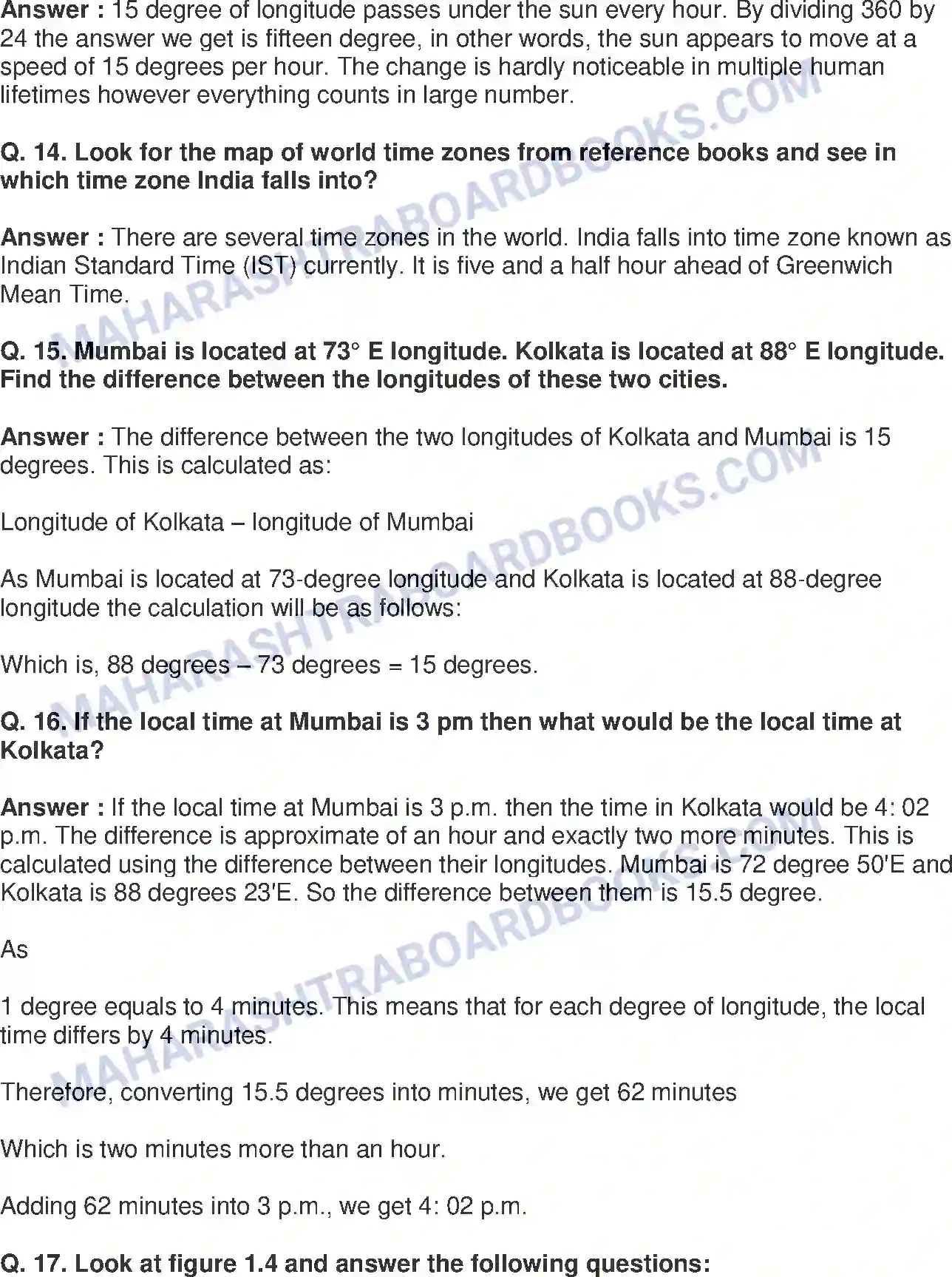 Maharashtra Board Solution Class-8 Geography+-+English+Medium Local Time and Standard Time Image 11