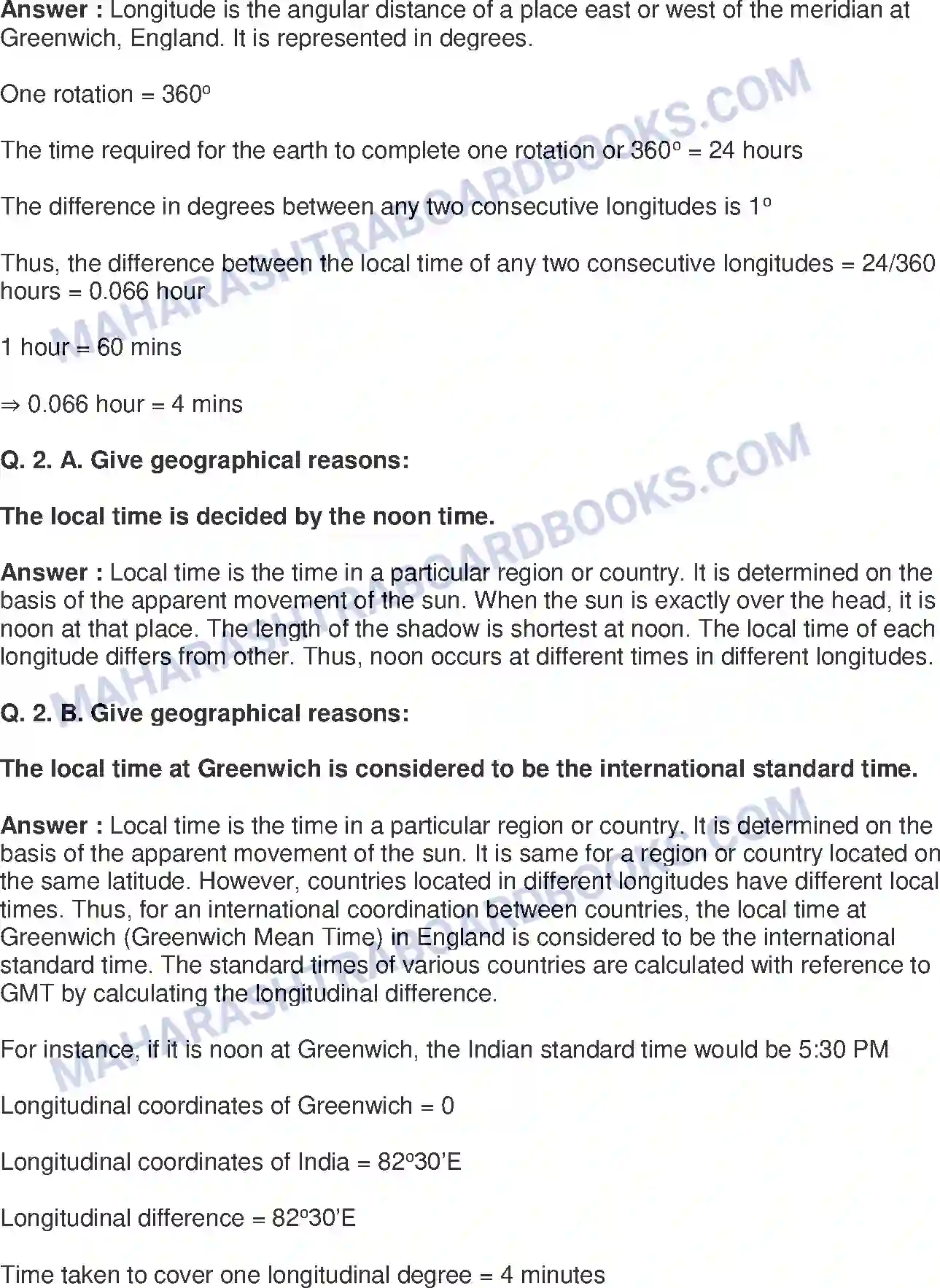 Maharashtra Board Solution Class-8 Geography+-+English+Medium Local Time and Standard Time Image 2