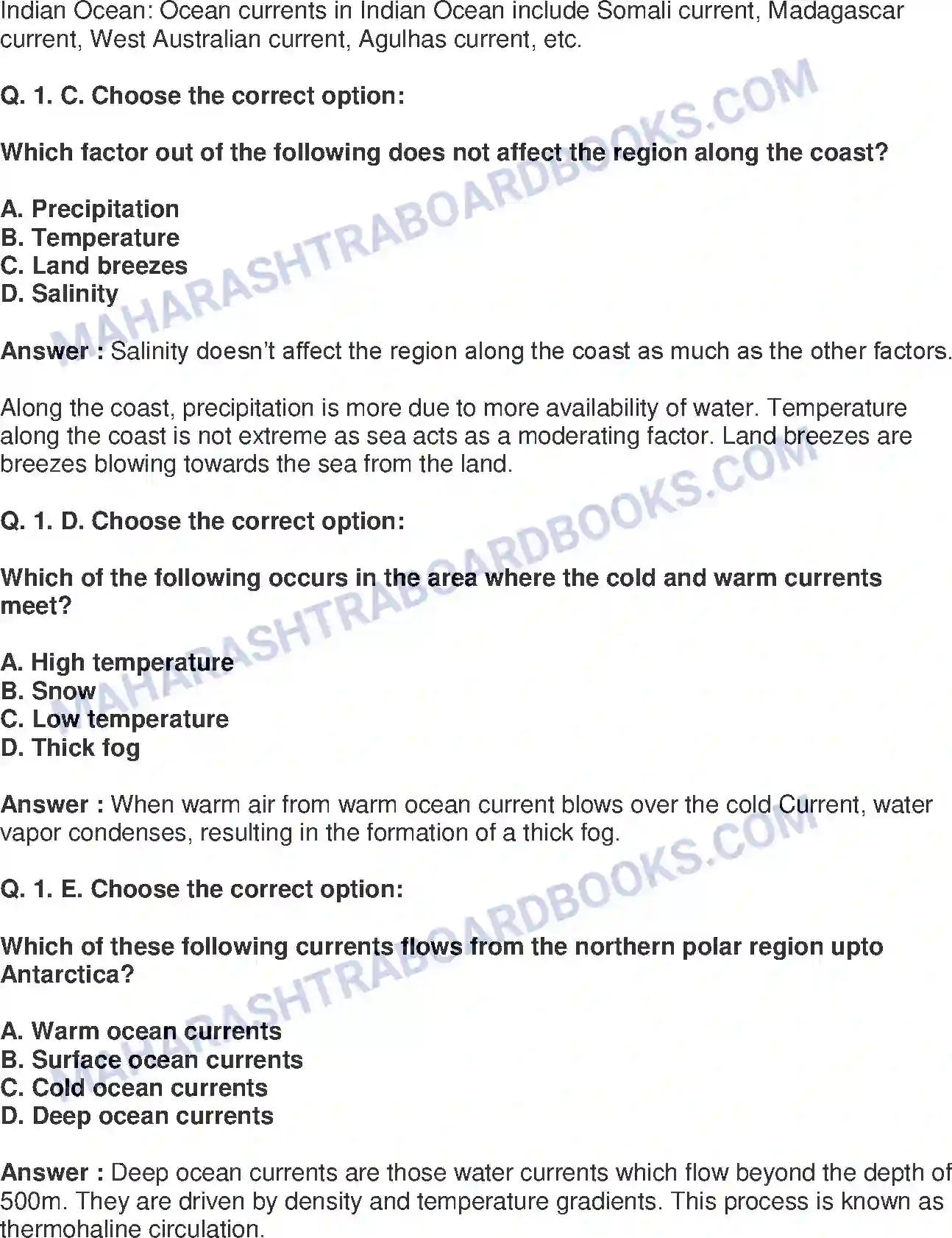 Maharashtra Board Solution Class-8 Geography+-+English+Medium Ocean Currents Image 2