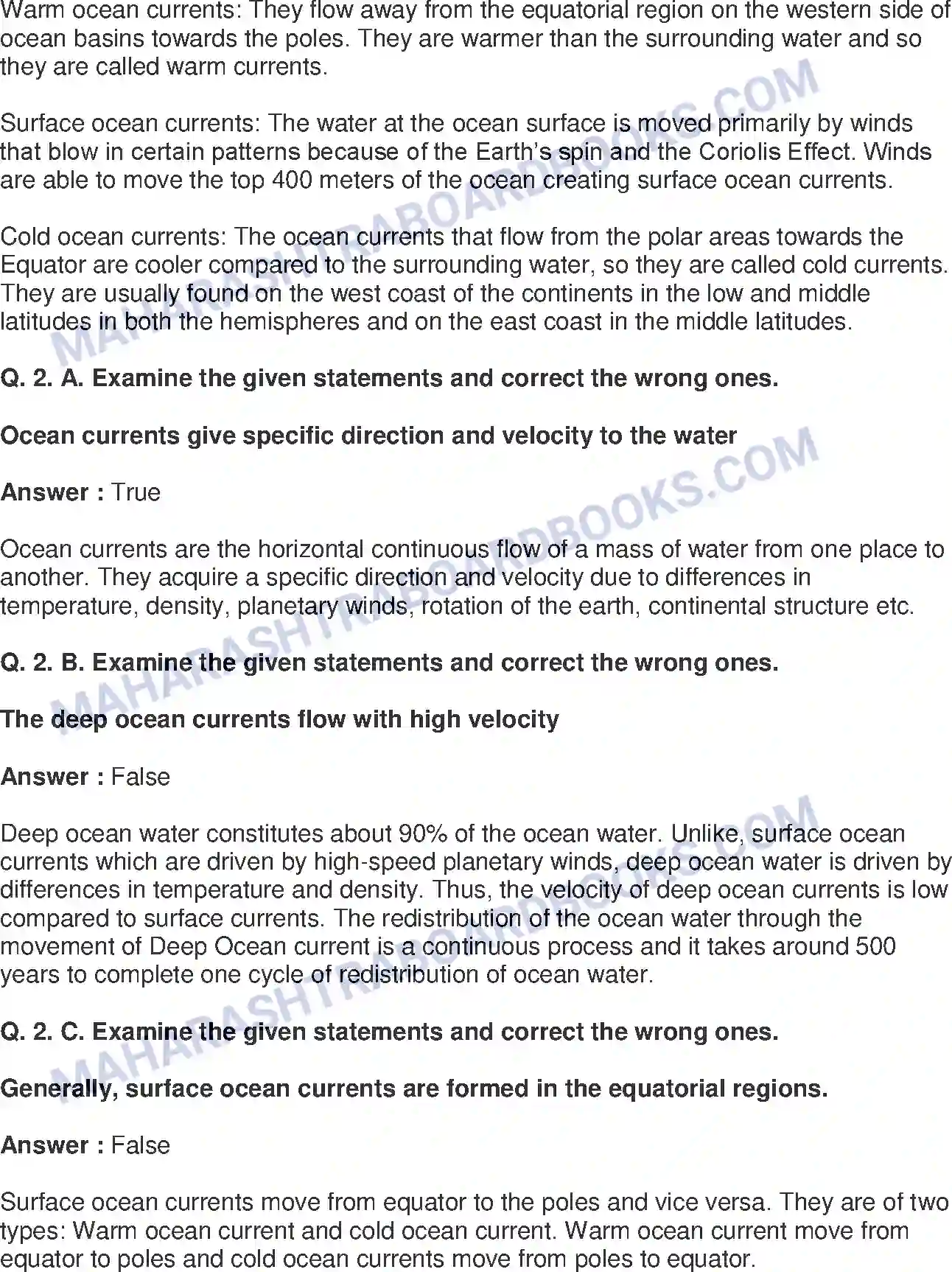 Maharashtra Board Solution Class-8 Geography+-+English+Medium Ocean Currents Image 3