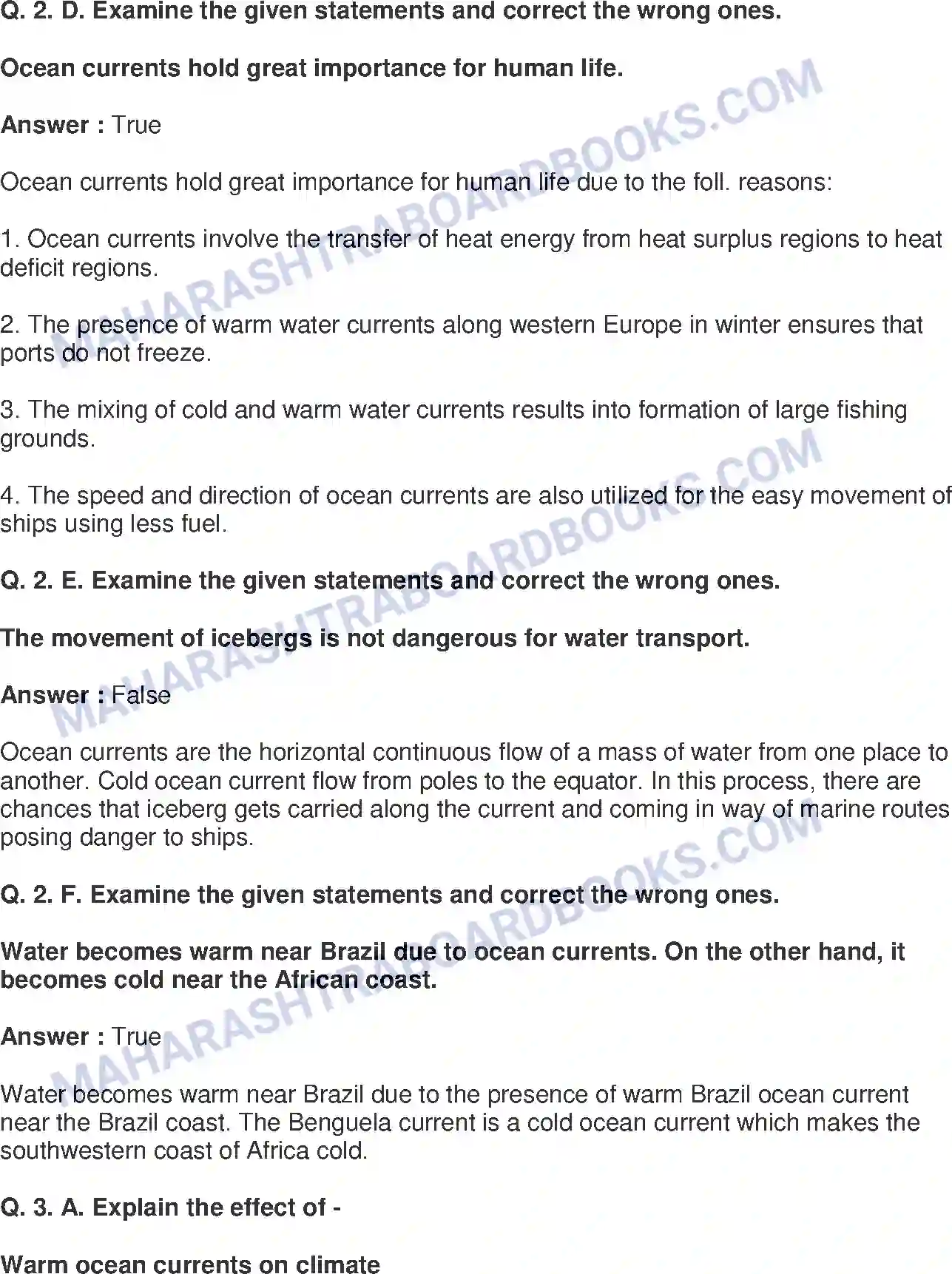 Maharashtra Board Solution Class-8 Geography+-+English+Medium Ocean Currents Image 4