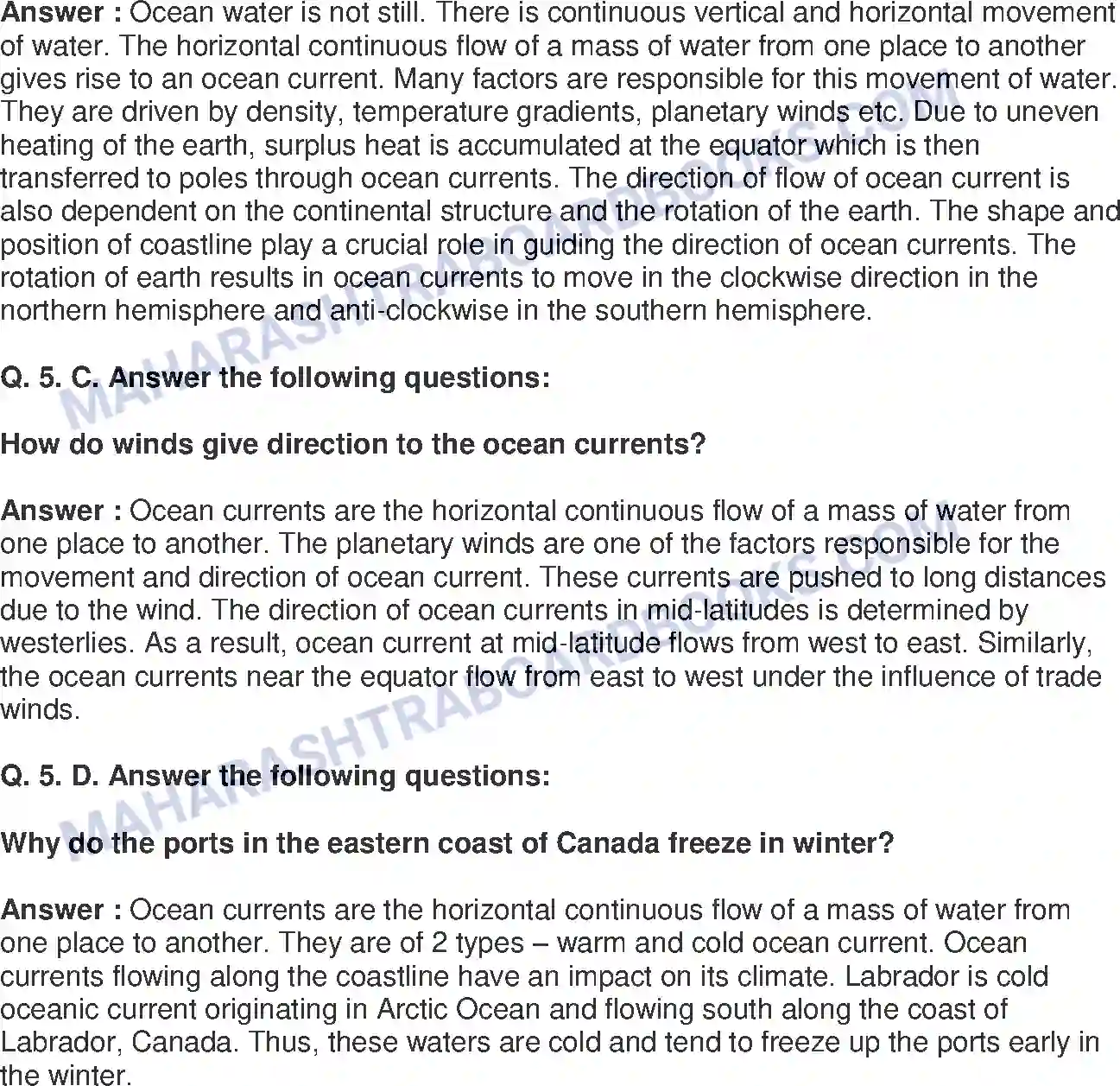 Maharashtra Board Solution Class-8 Geography+-+English+Medium Ocean Currents Image 8