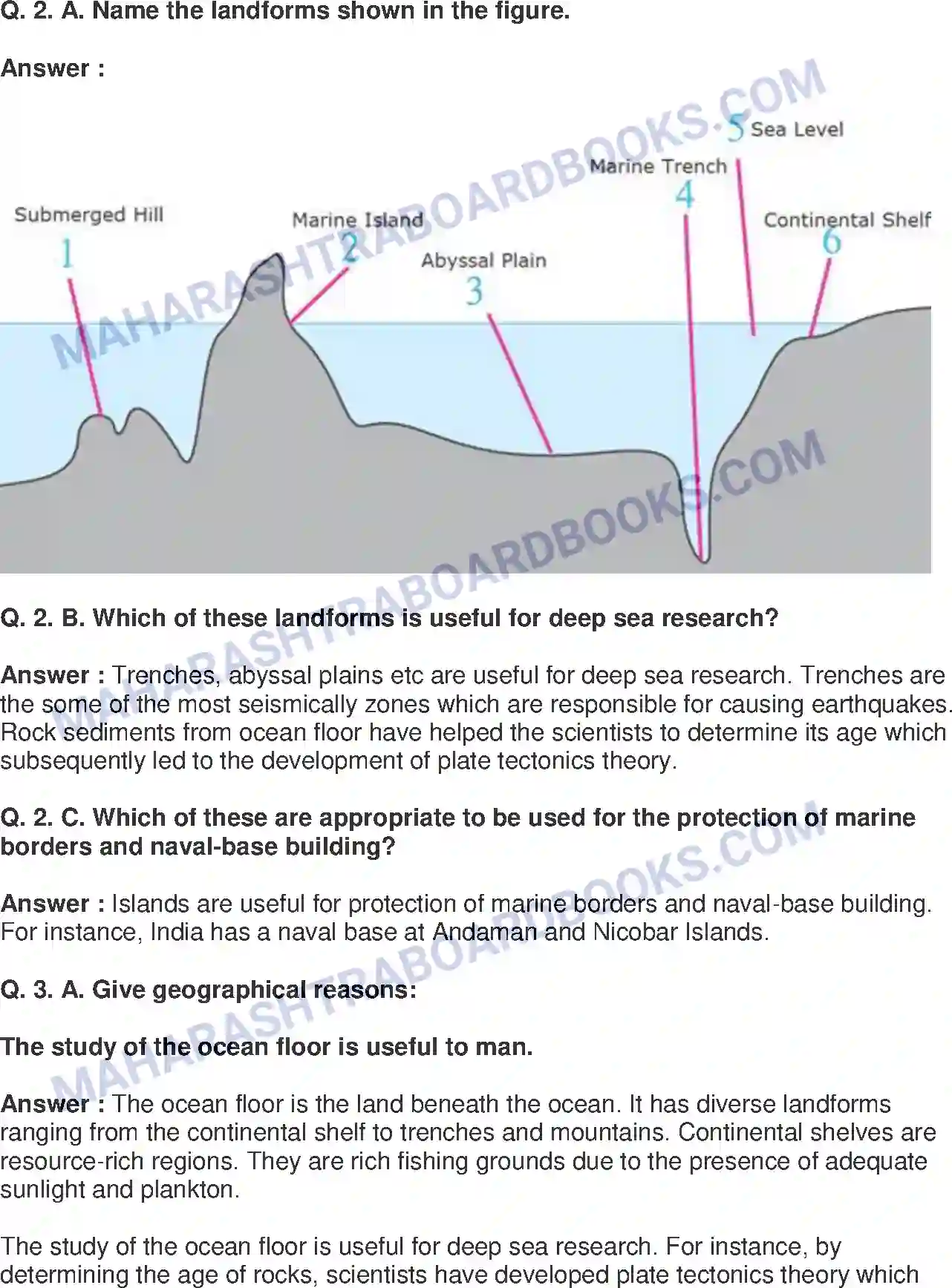 Maharashtra Board Solution Class-8 Geography+-+English+Medium Structure of Ocean Floor Image 2