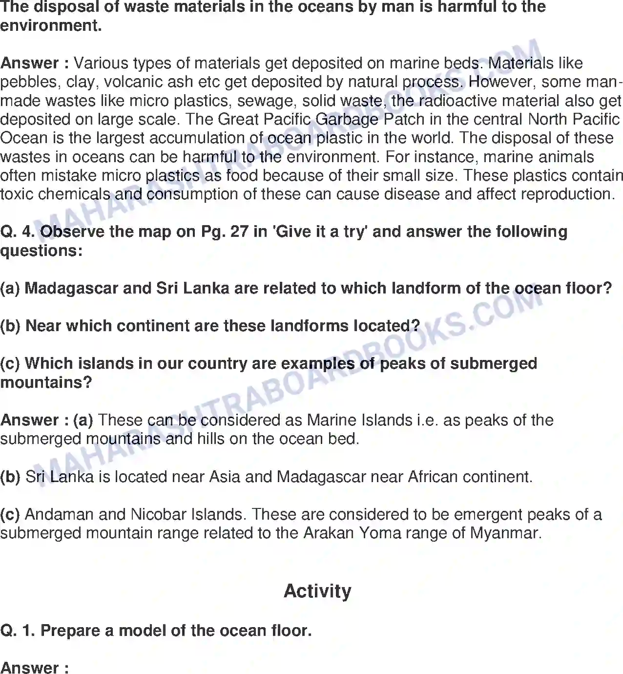 Maharashtra Board Solution Class-8 Geography+-+English+Medium Structure of Ocean Floor Image 4