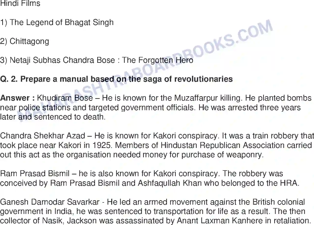 Maharashtra Board Solution Class-8 History+-+English+Medium Armed Revolutionary Movement Image 5