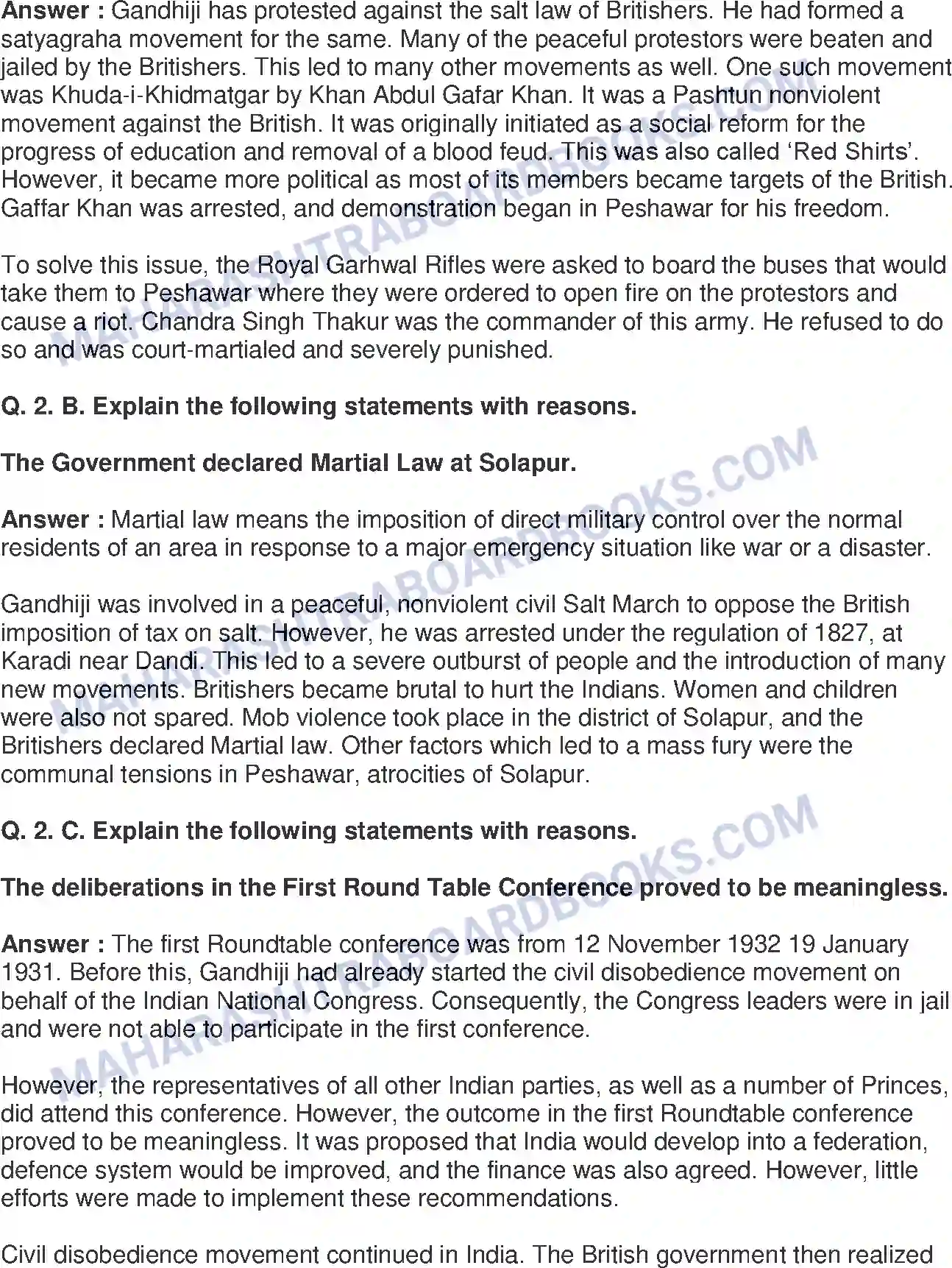 Maharashtra Board Solution Class-8 History+-+English+Medium Civil Disobedience Movement Image 2