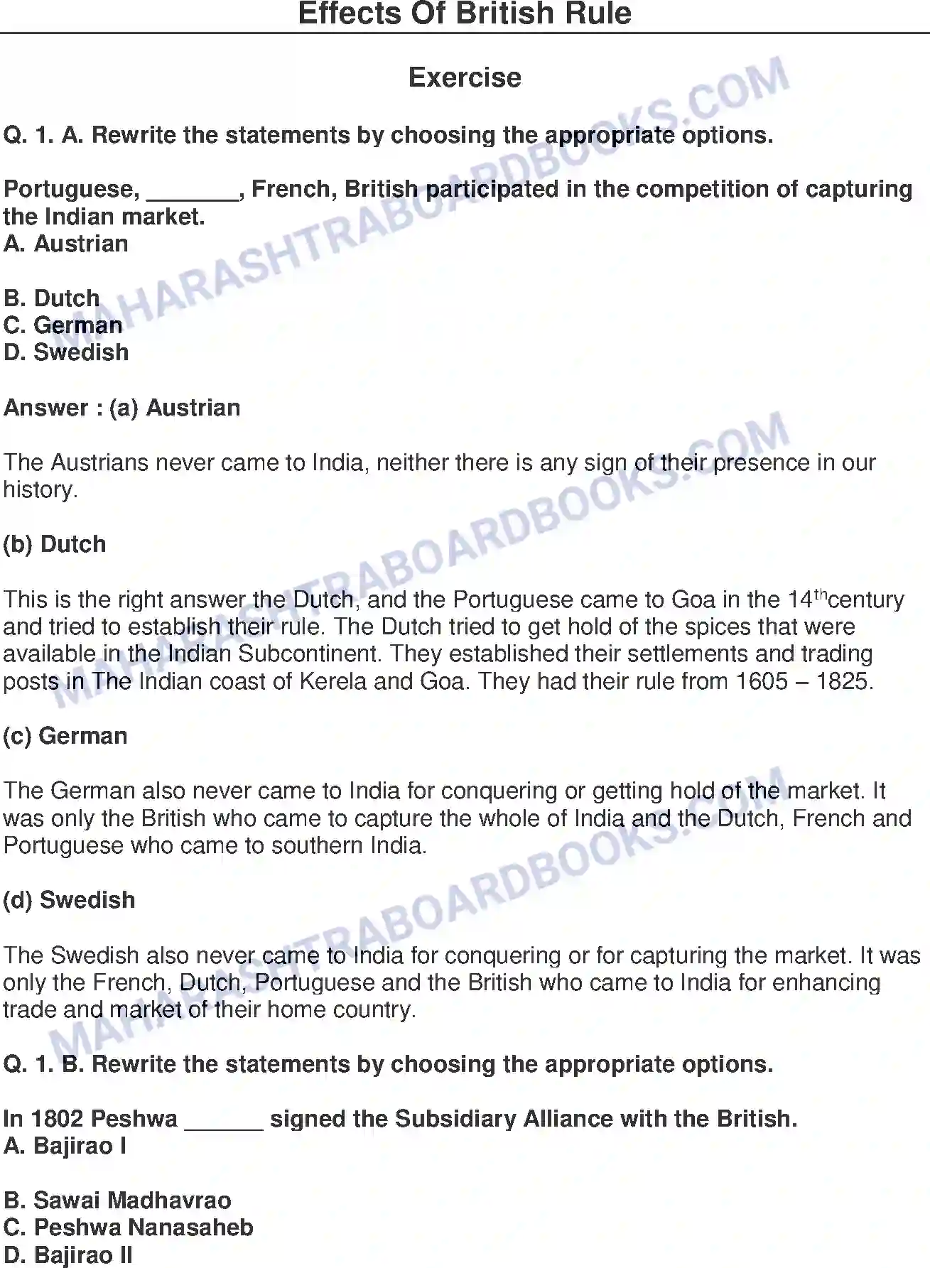 Maharashtra Board Solution Class-8 History+-+English+Medium Effects of British rule Image 1