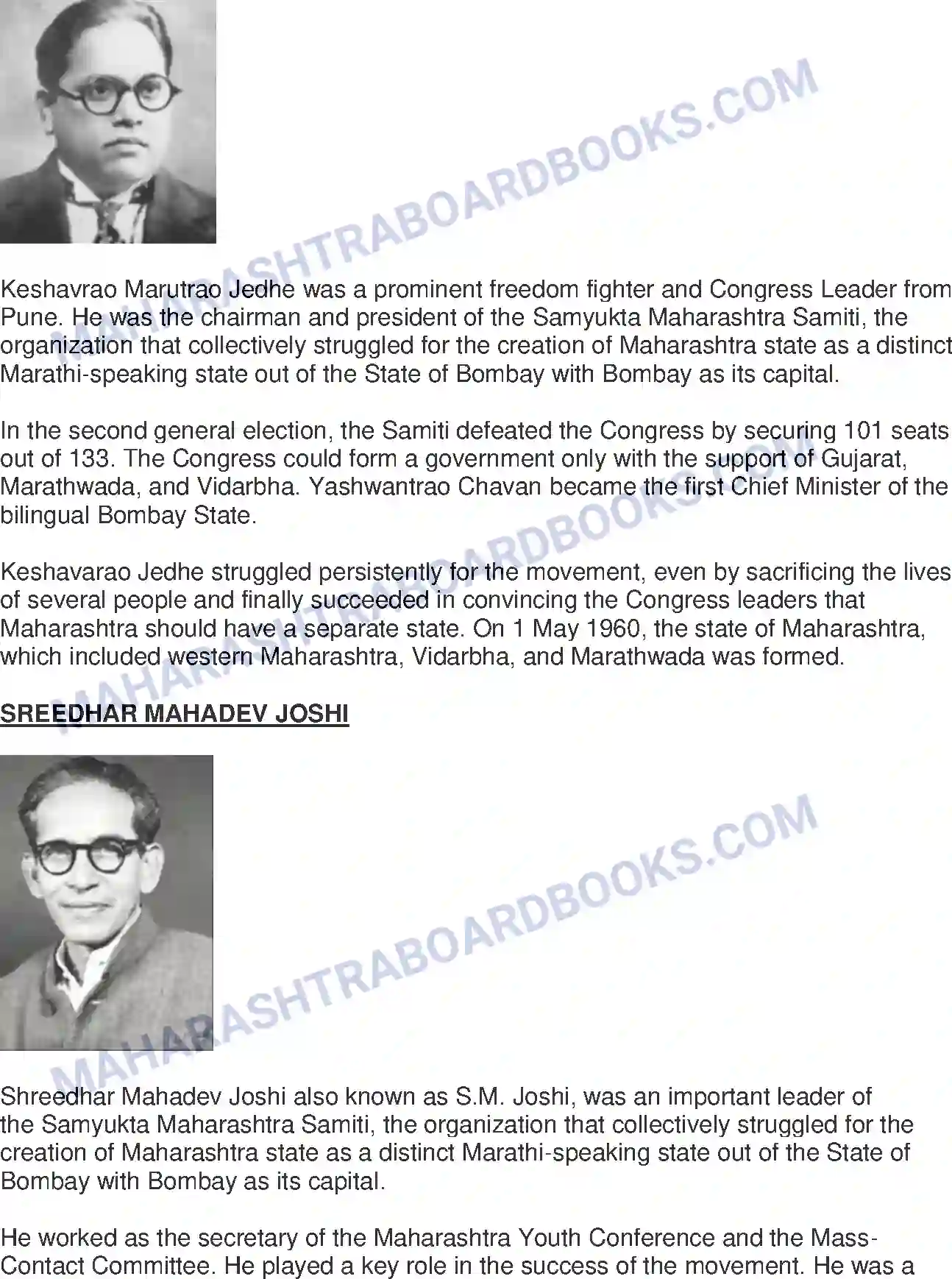 Maharashtra Board Solution Class-8 History+-+English+Medium Formation of State of Maharashtra Image 4