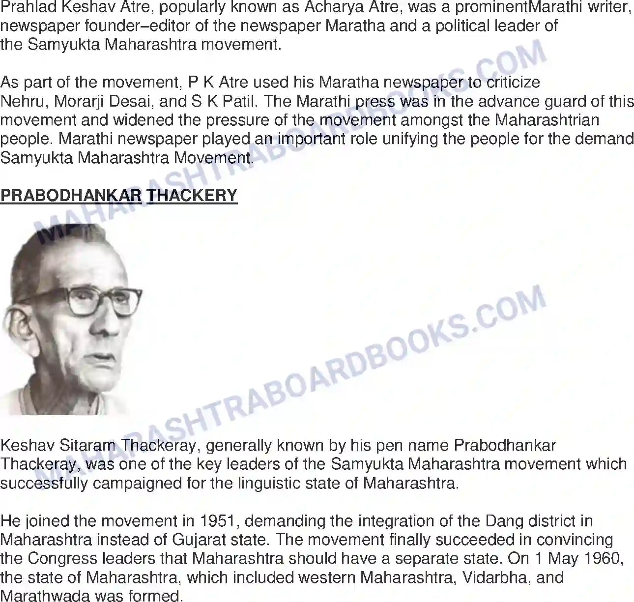 Maharashtra Board Solution Class-8 History+-+English+Medium Formation of State of Maharashtra Image 6