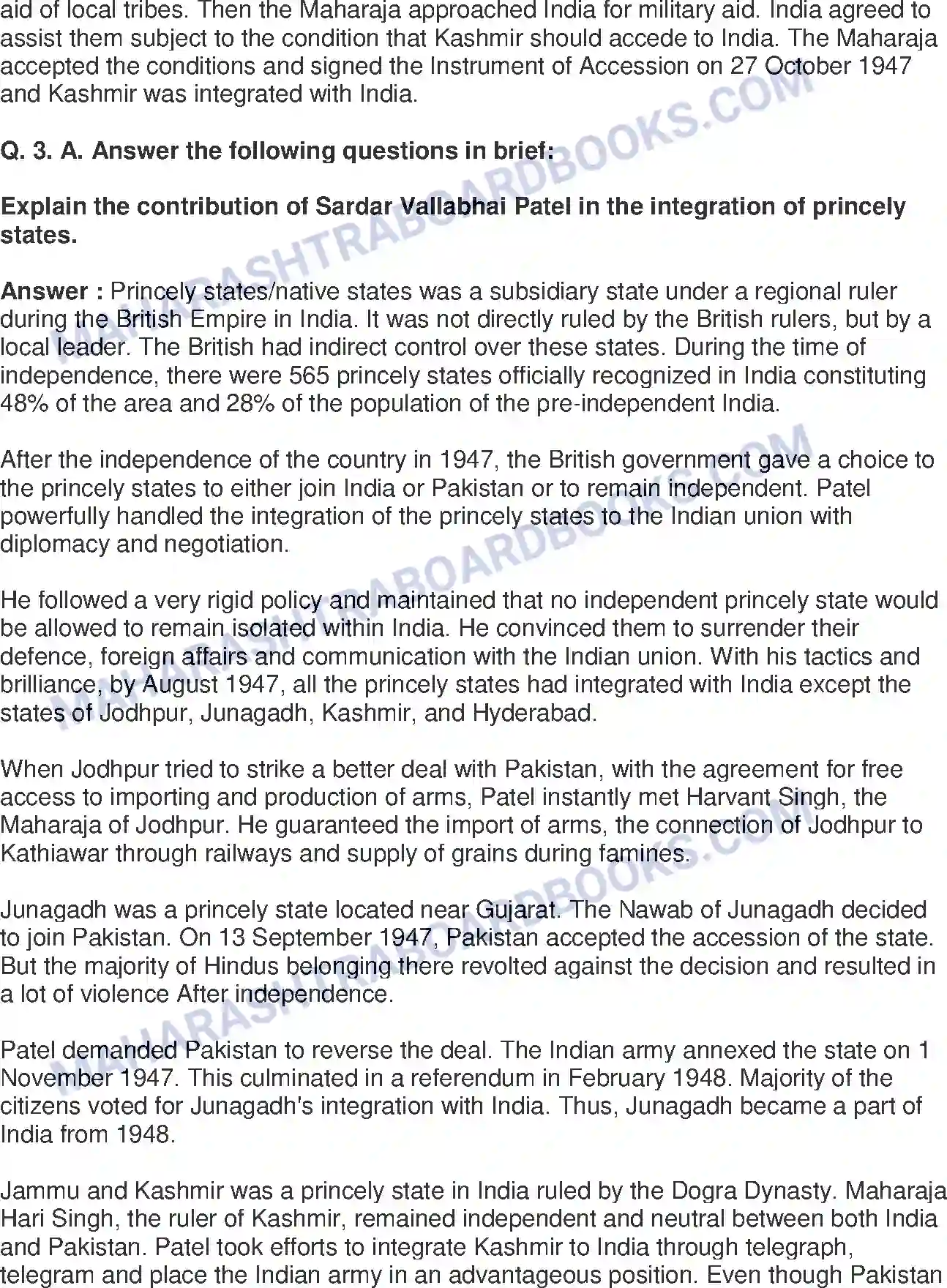 Maharashtra Board Solution Class-8 History+-+English+Medium Fulfillment of Struggle for Independence Image 3