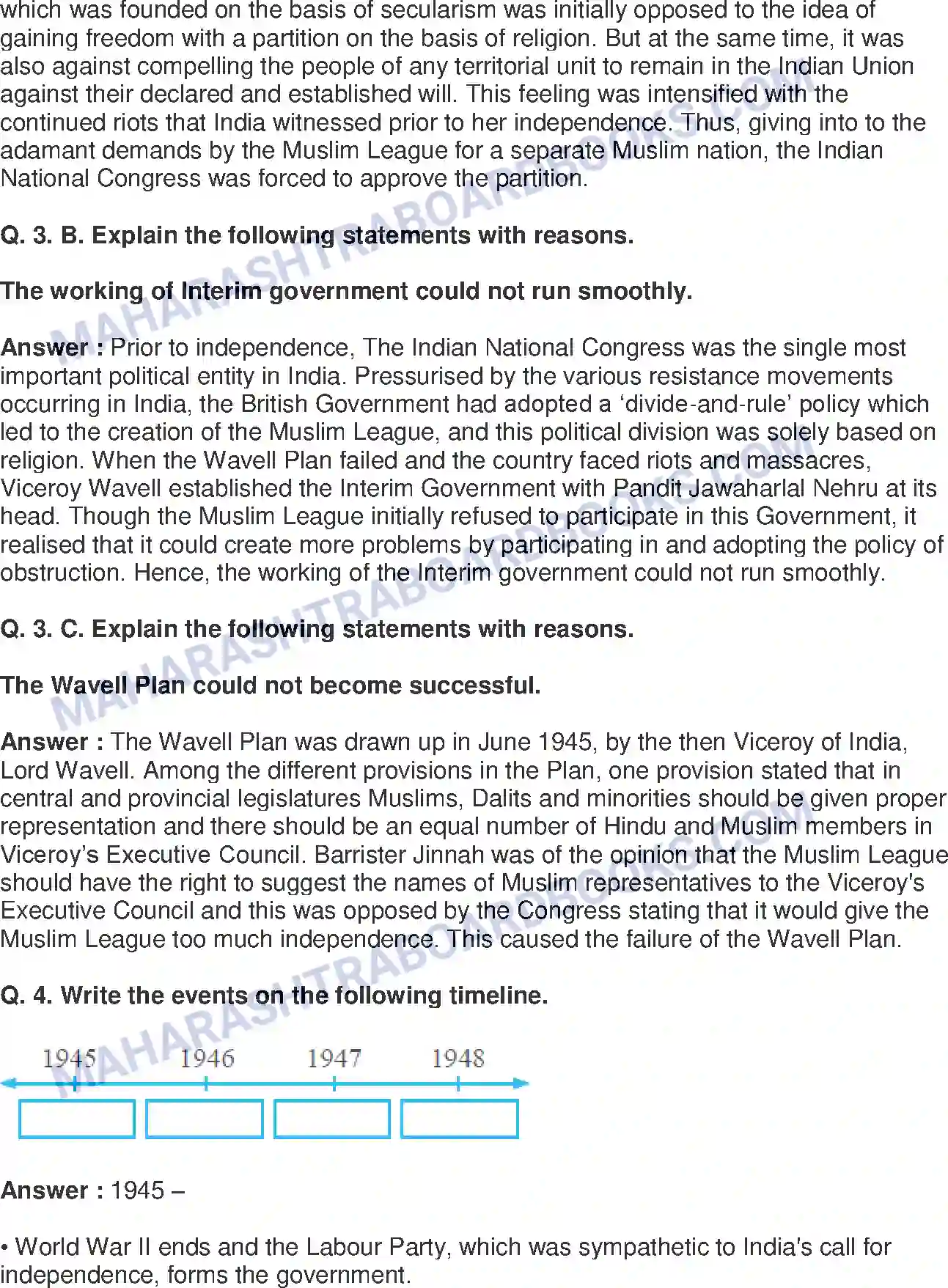 Maharashtra Board Solution Class-8 History+-+English+Medium India gains Independence Image 3