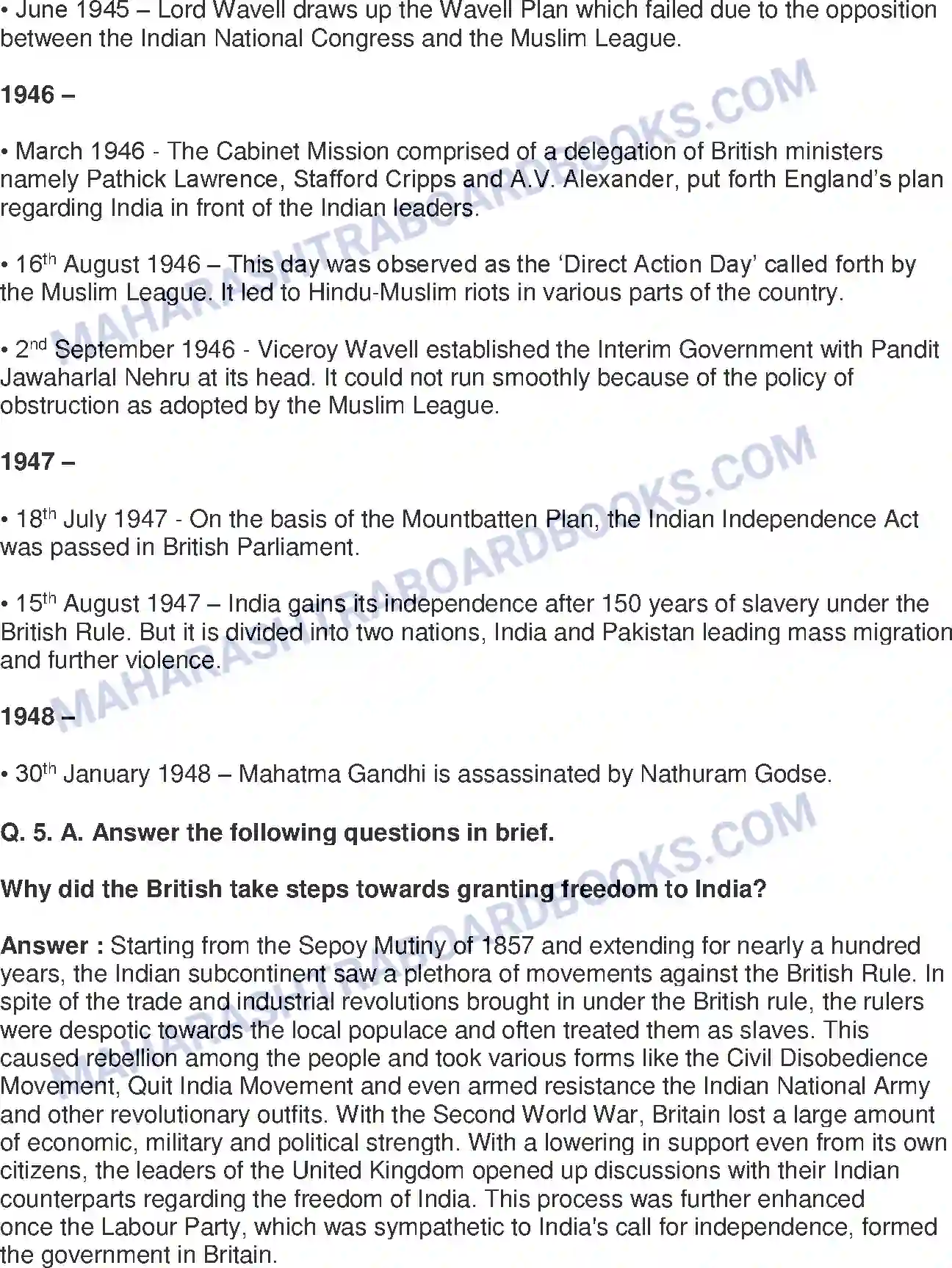 Maharashtra Board Solution Class-8 History+-+English+Medium India gains Independence Image 4