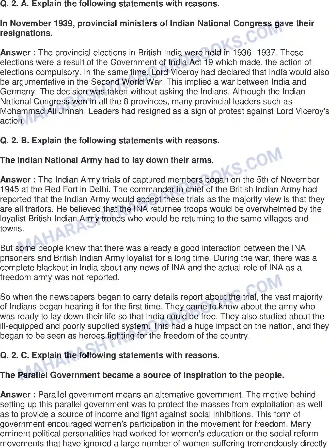 Maharashtra Board Solution Class-8 History+-+English+Medium Last Phase of Struggle for Independence Image 2