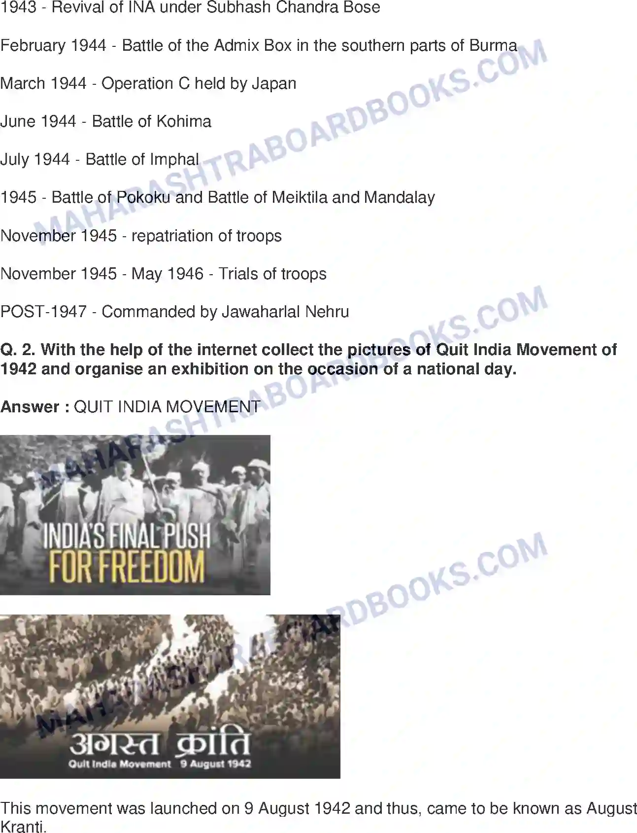 Maharashtra Board Solution Class-8 History+-+English+Medium Last Phase of Struggle for Independence Image 5