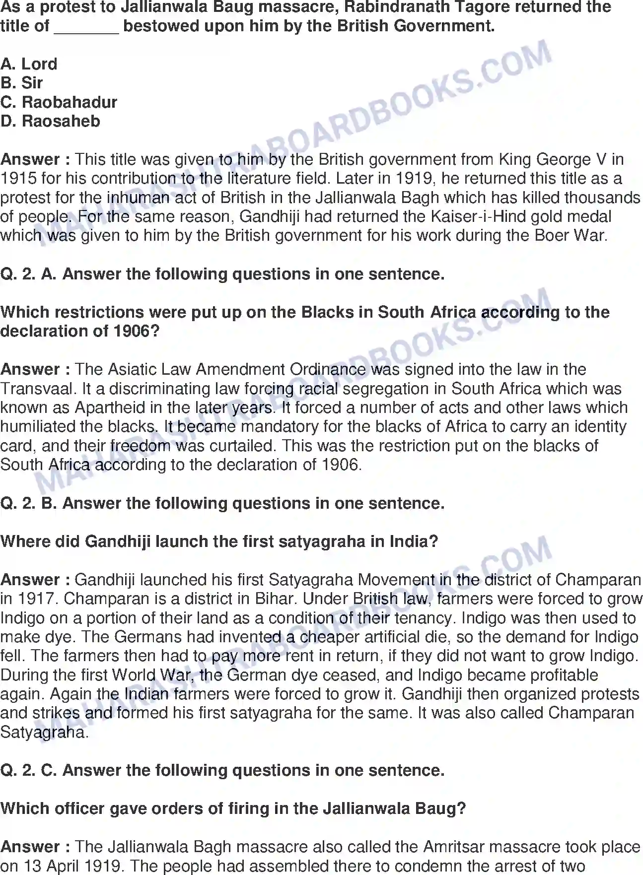 Maharashtra Board Solution Class-8 History+-+English+Medium Non-co-operation Movement Image 2