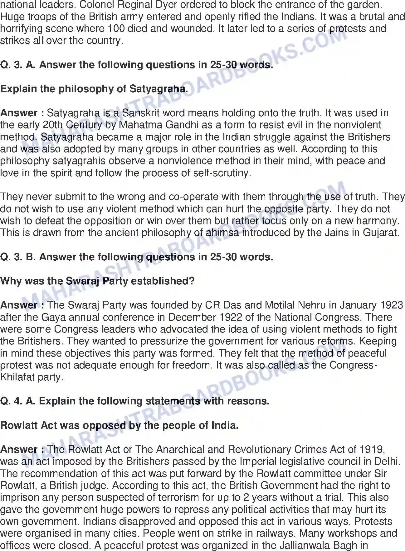 Maharashtra Board Solution Class-8 History+-+English+Medium Non-co-operation Movement Image 3