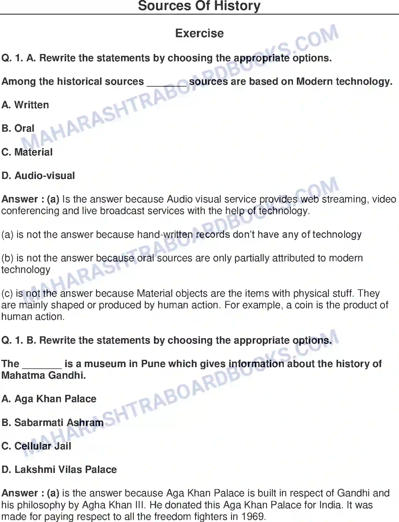 Maharashtra Board Solution Class-8 History+-+English+Medium Sources of History Image 1