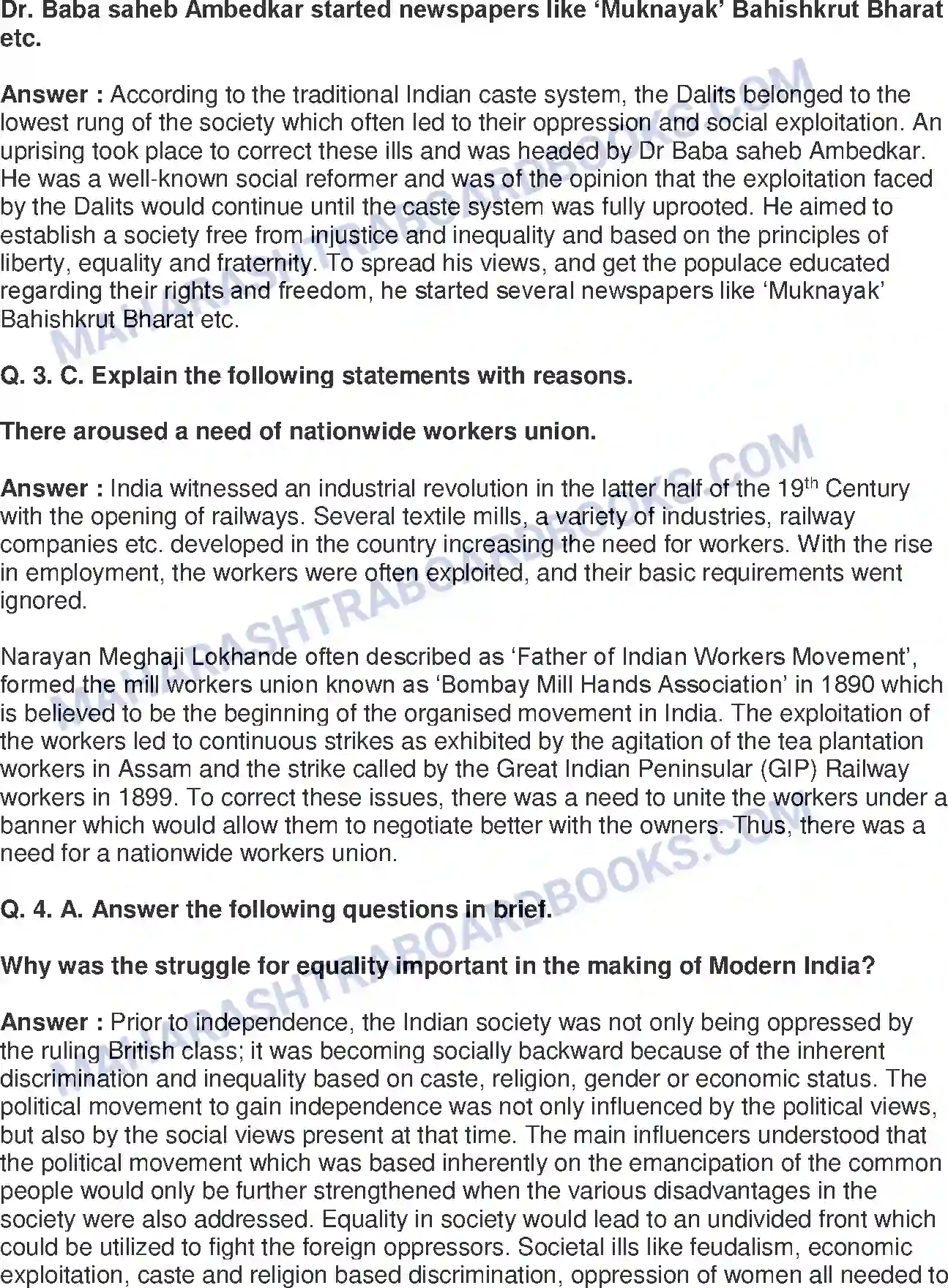 Maharashtra Board Solution Class-8 History+-+English+Medium Struggle for Equality Image 3