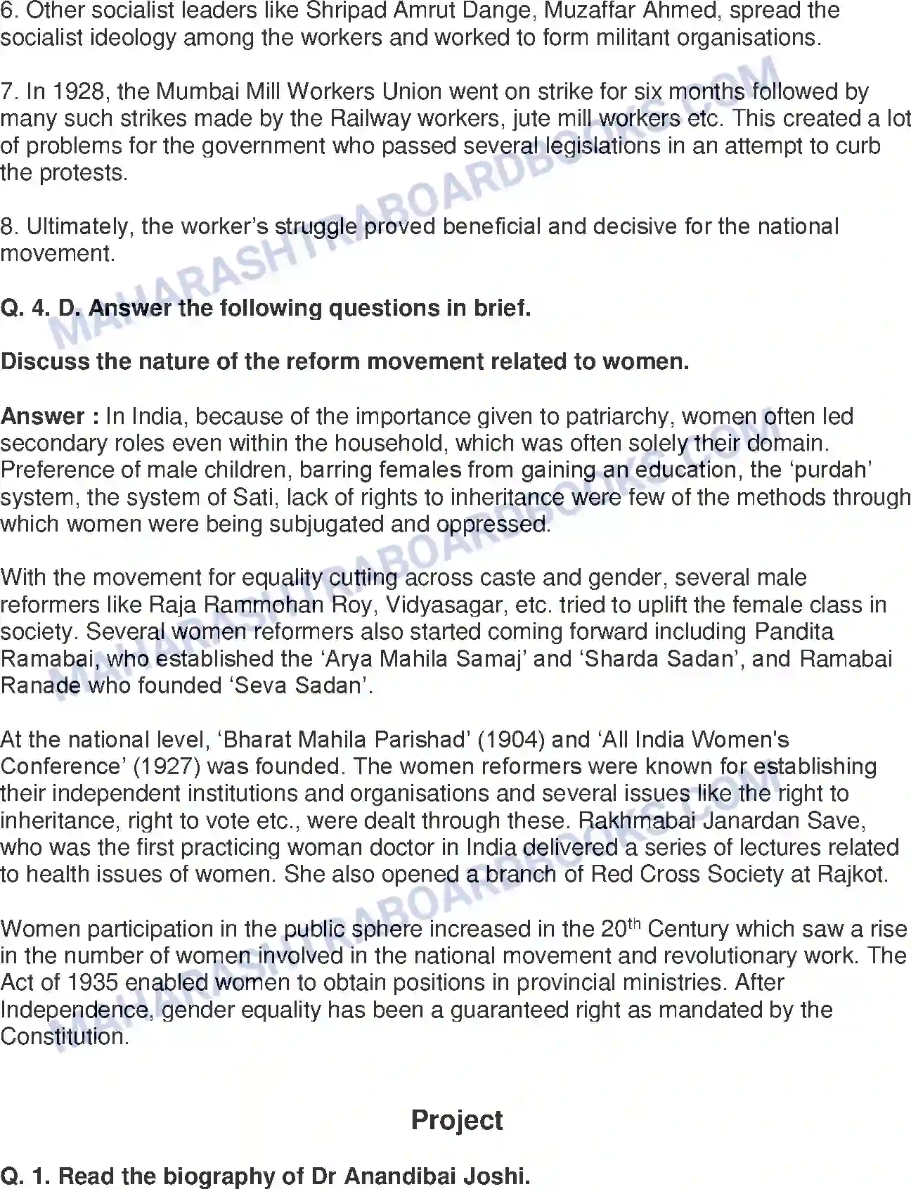 Maharashtra Board Solution Class-8 History+-+English+Medium Struggle for Equality Image 5