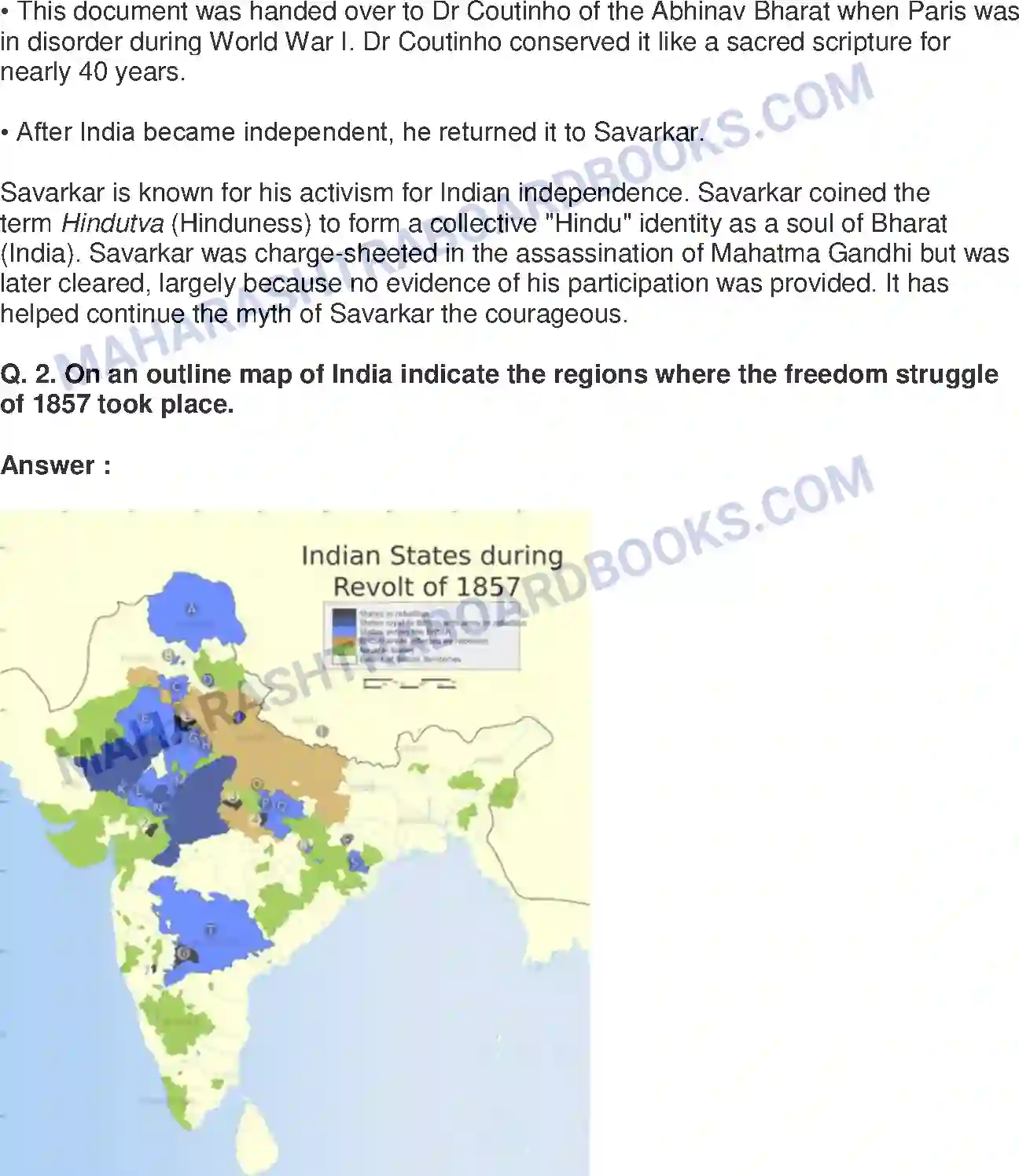 Maharashtra Board Solution Class-8 History+-+English+Medium The Freedom Struggle of 1857 Image 11