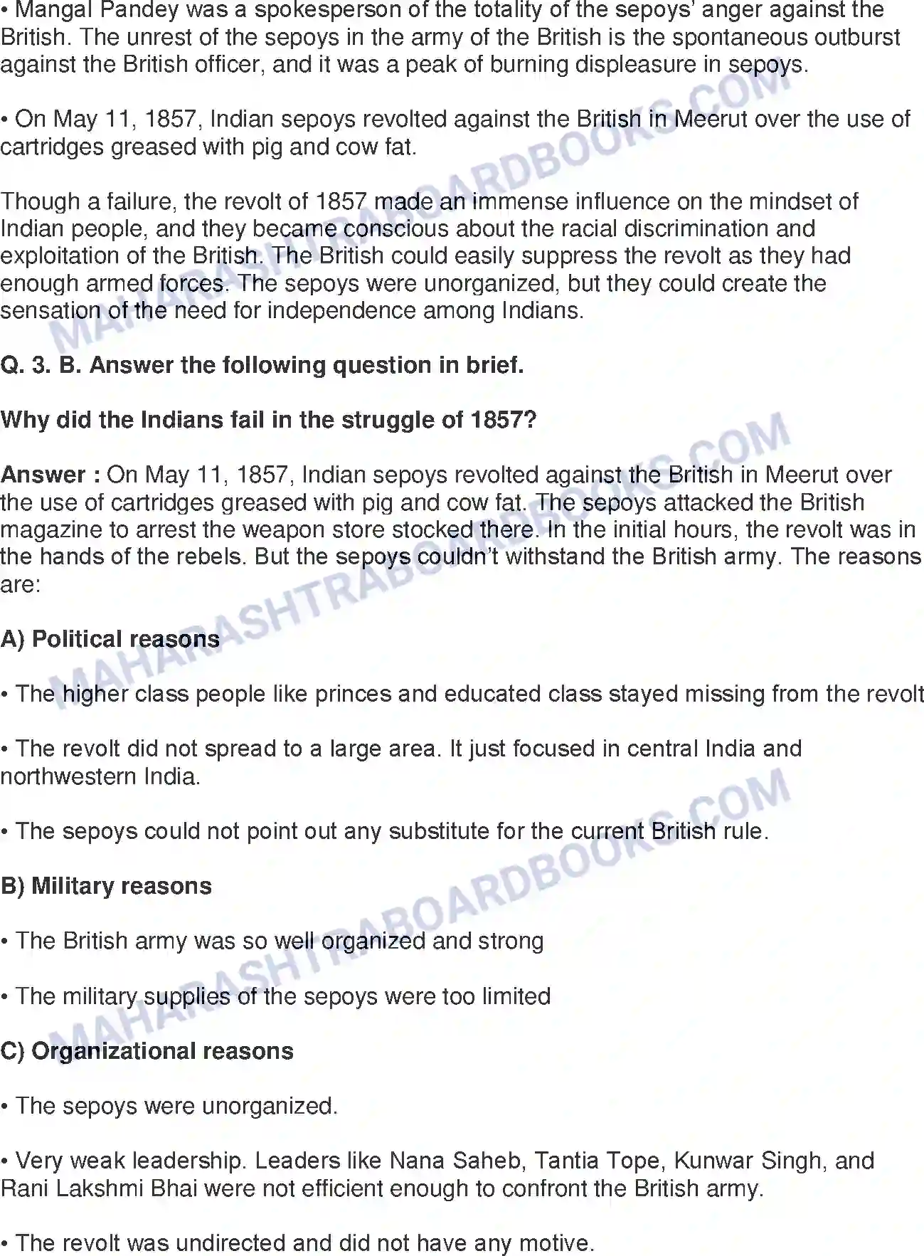 Maharashtra Board Solution Class-8 History+-+English+Medium The Freedom Struggle of 1857 Image 6