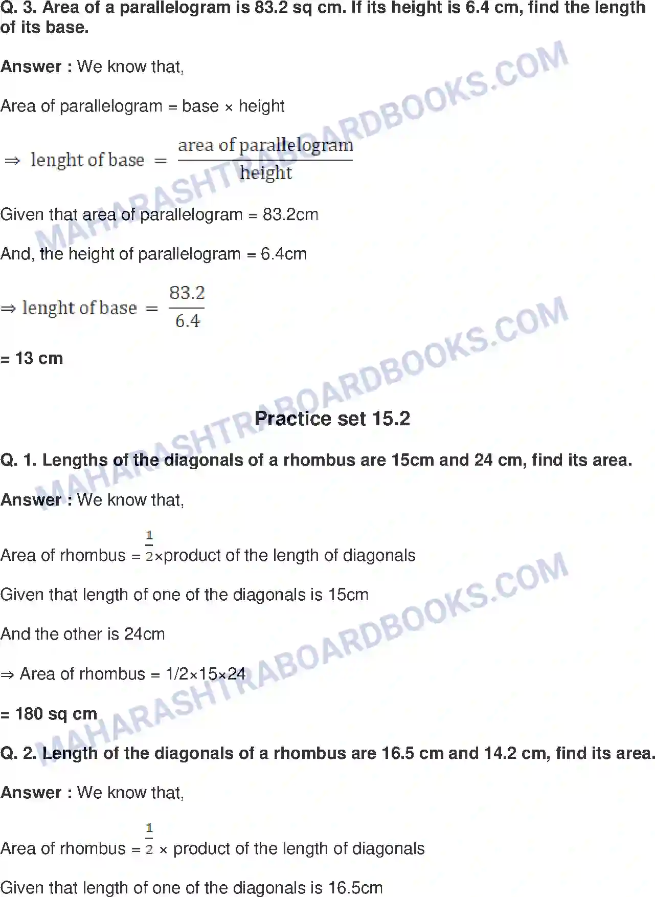 Maharashtra Board Solution Class-8 Mathematics+-+English+Medium Area Image 2
