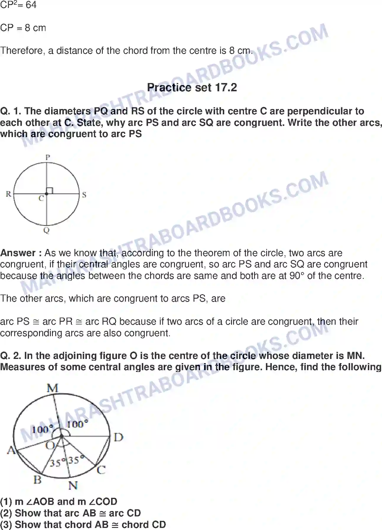 Maharashtra Board Solution Class-8 Mathematics+-+English+Medium Circle : Chord and Arc Image 4