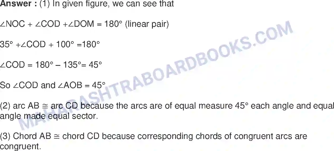 Maharashtra Board Solution Class-8 Mathematics+-+English+Medium Circle : Chord and Arc Image 5