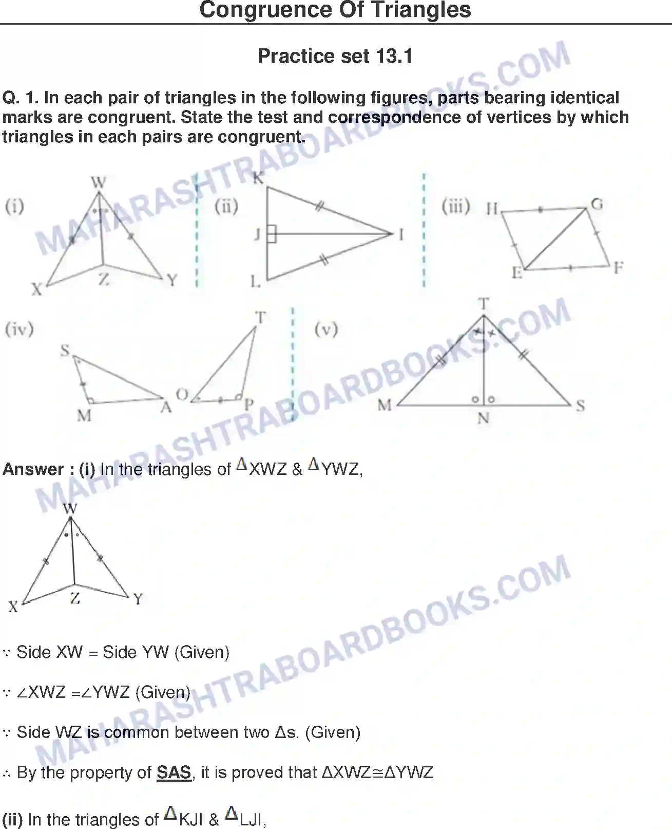 Maharashtra Board Solution Class-8 Mathematics+-+English+Medium Congruence of Triangles Image 1