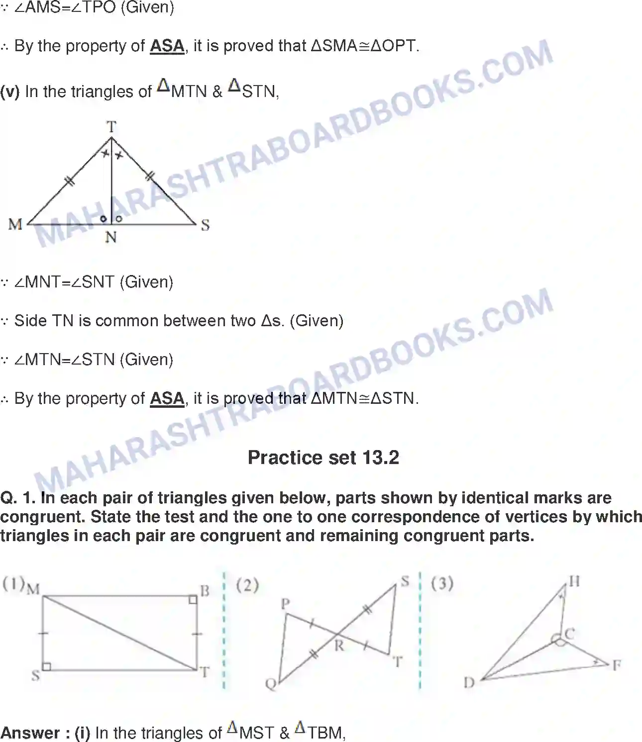 Maharashtra Board Solution Class-8 Mathematics+-+English+Medium Congruence of Triangles Image 3