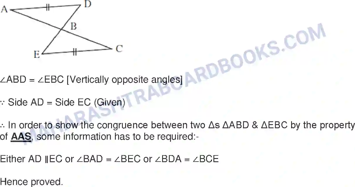 Maharashtra Board Solution Class-8 Mathematics+-+English+Medium Congruence of Triangles Image 6
