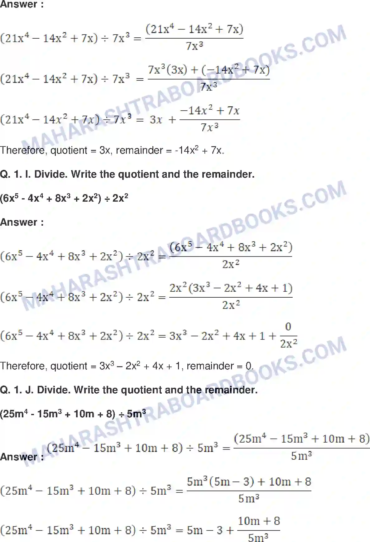 Maharashtra Board Solution Class-8 Mathematics+-+English+Medium Division of Polynomials Image 4