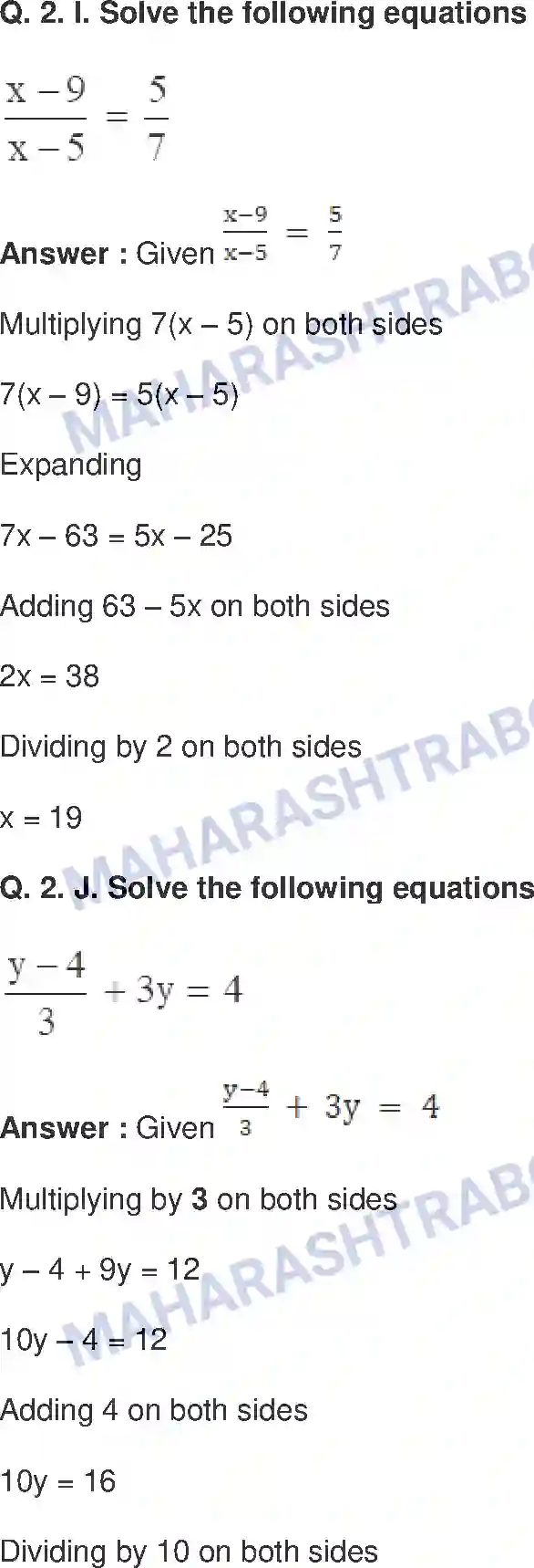 Maharashtra Board Solution Class-8 Mathematics+-+English+Medium Equations in One Variable Image 6