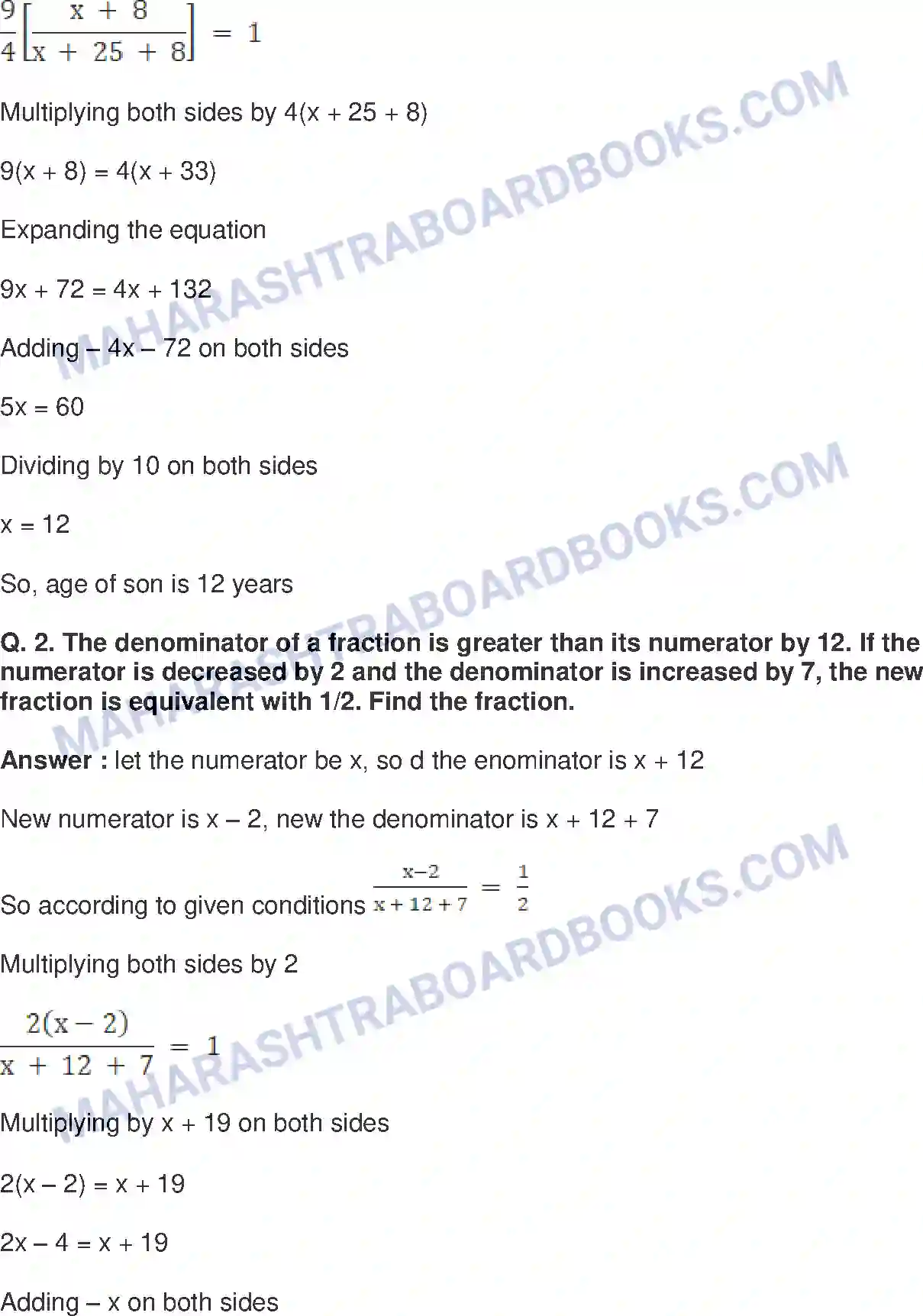 Maharashtra Board Solution Class-8 Mathematics+-+English+Medium Equations in One Variable Image 8