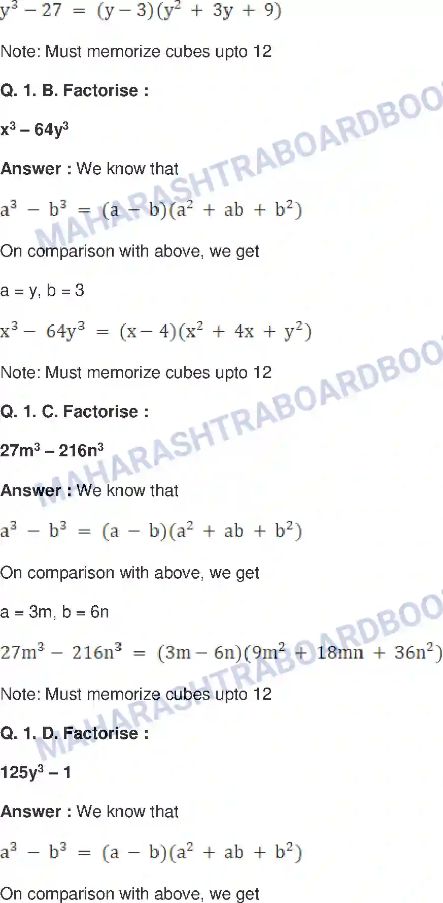 Maharashtra Board Solution Class-8 Mathematics+-+English+Medium Factorisation of Algebraic Expressions Image 16