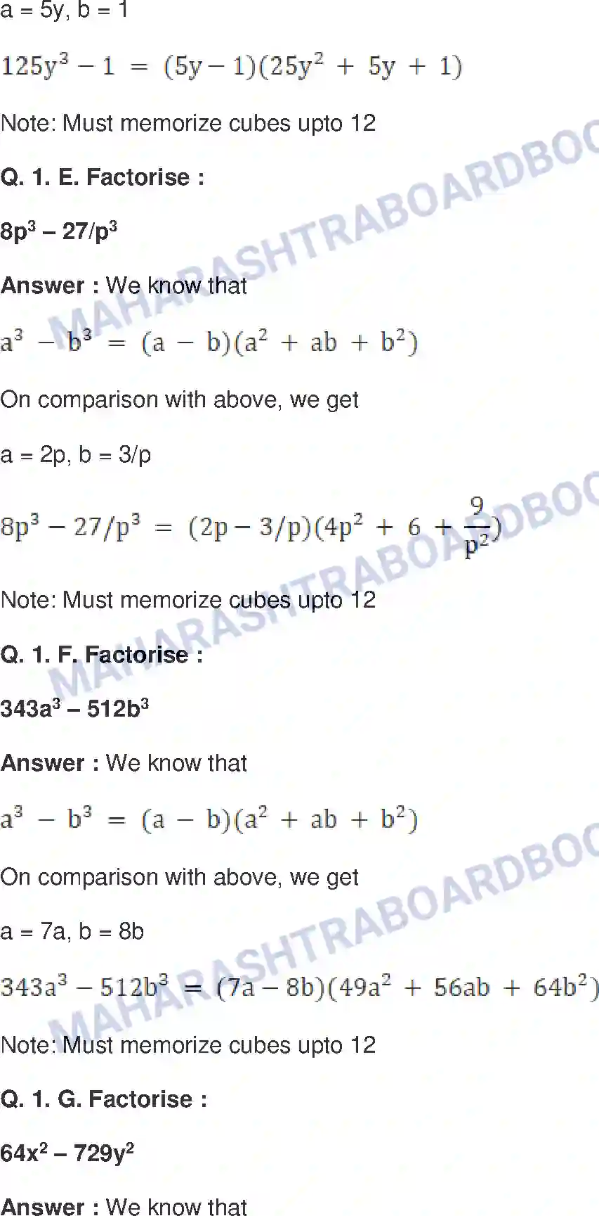 Maharashtra Board Solution Class-8 Mathematics+-+English+Medium Factorisation of Algebraic Expressions Image 17