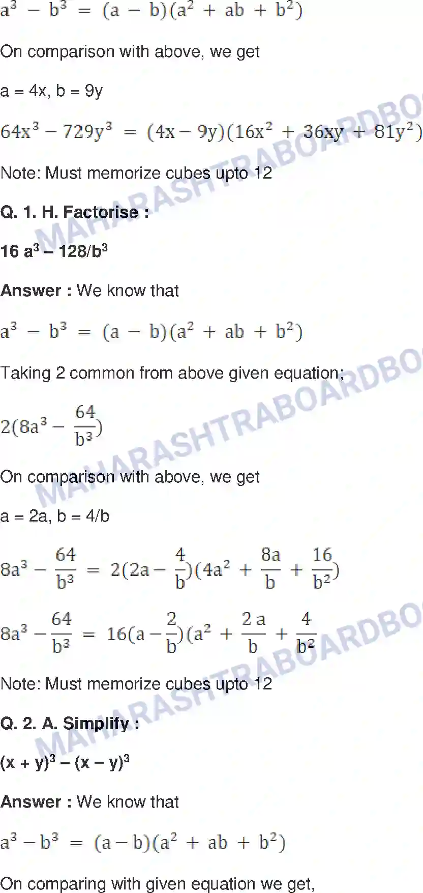 Maharashtra Board Solution Class-8 Mathematics+-+English+Medium Factorisation of Algebraic Expressions Image 18