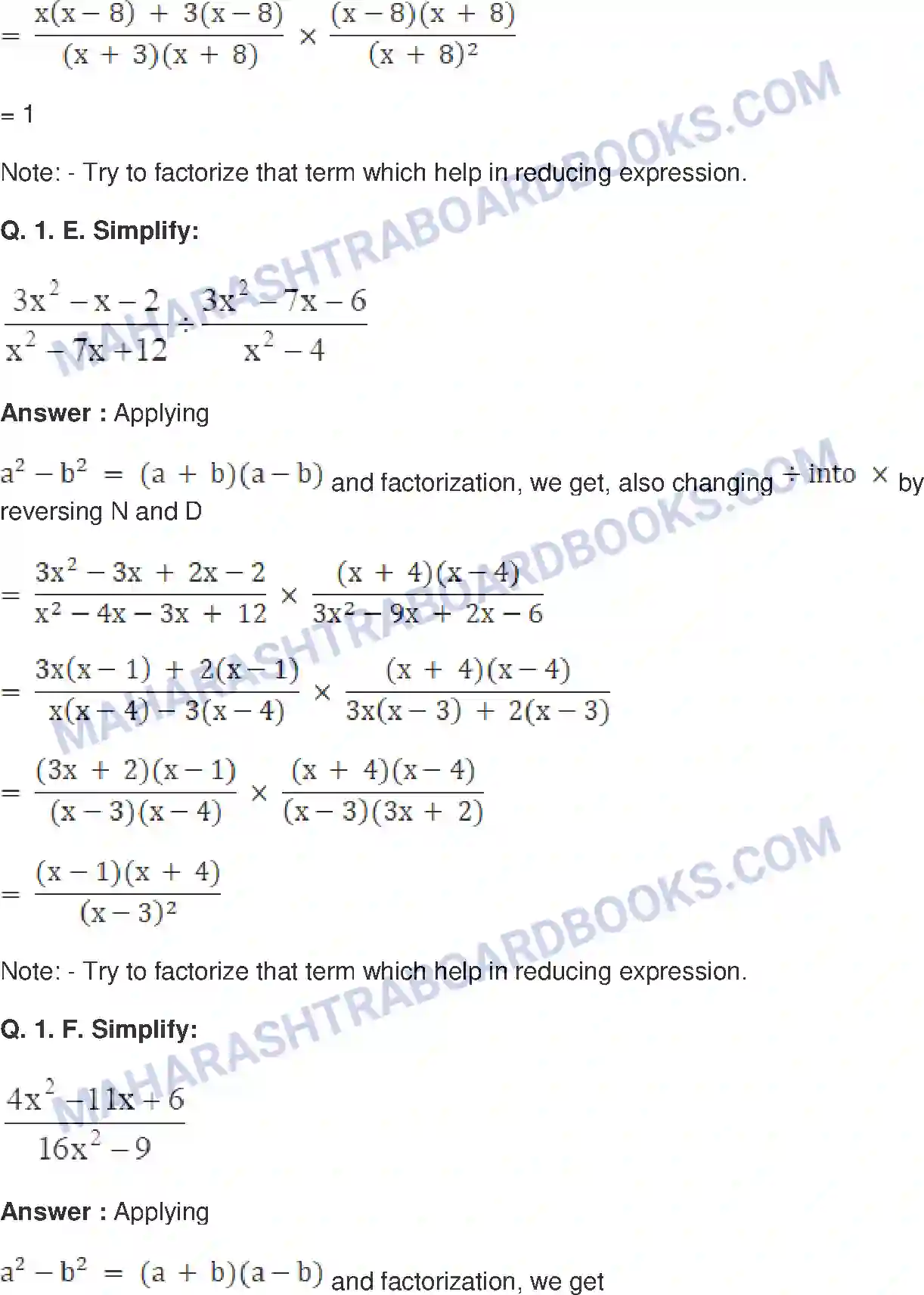 Maharashtra Board Solution Class-8 Mathematics+-+English+Medium Factorisation of Algebraic Expressions Image 23