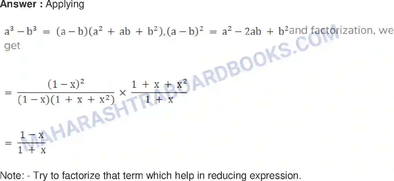 Maharashtra Board Solution Class-8 Mathematics+-+English+Medium Factorisation of Algebraic Expressions Image 25