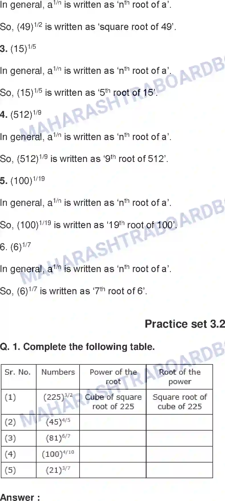 Maharashtra Board Solution Class-8 Mathematics+-+English+Medium Indices and Cube Root Image 3
