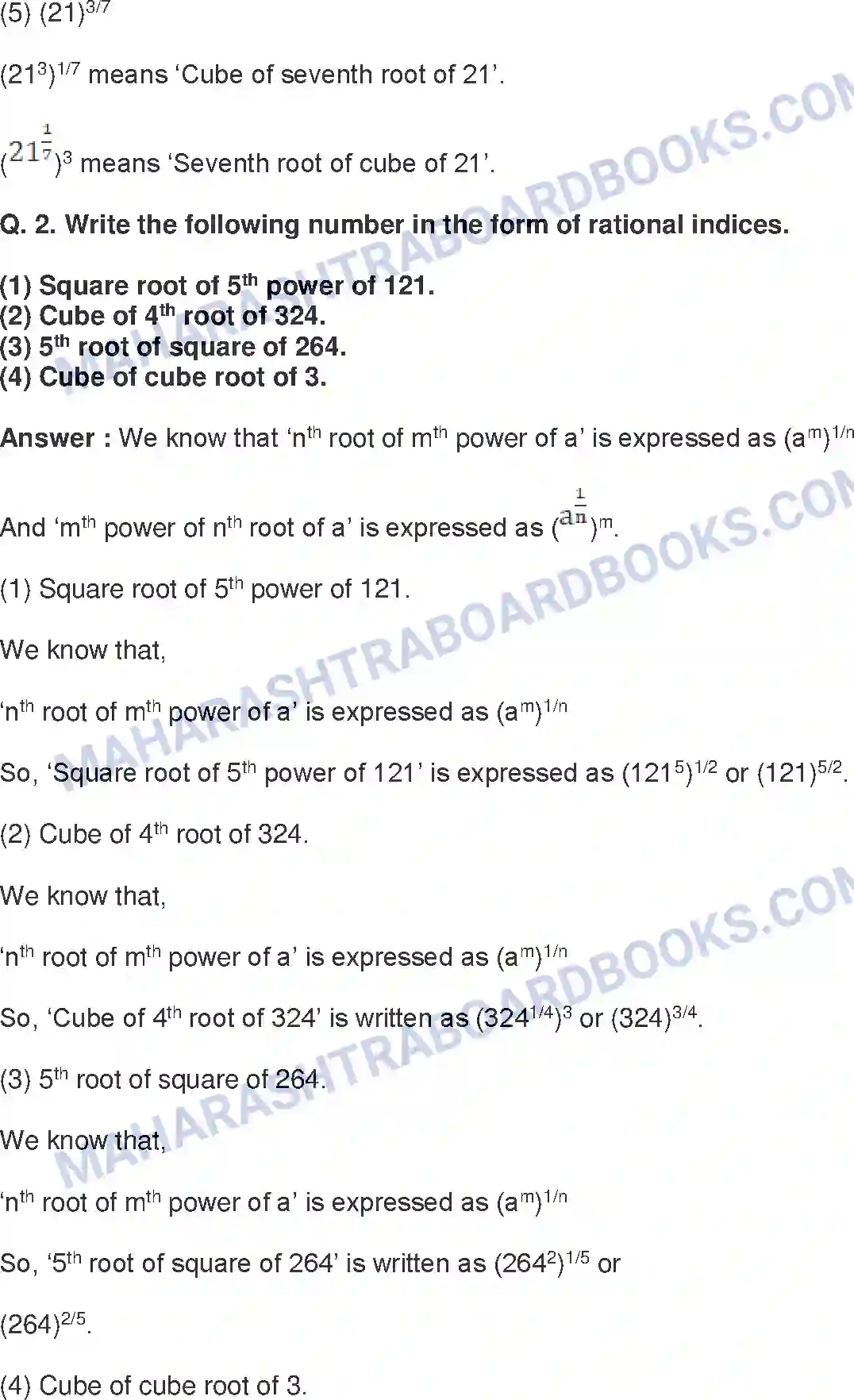 Maharashtra Board Solution Class-8 Mathematics+-+English+Medium Indices and Cube Root Image 5