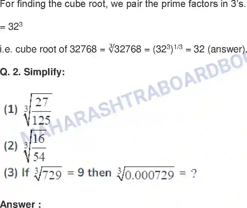 Maharashtra Board Solution Class-8 Mathematics+-+English+Medium Indices and Cube Root Image 8