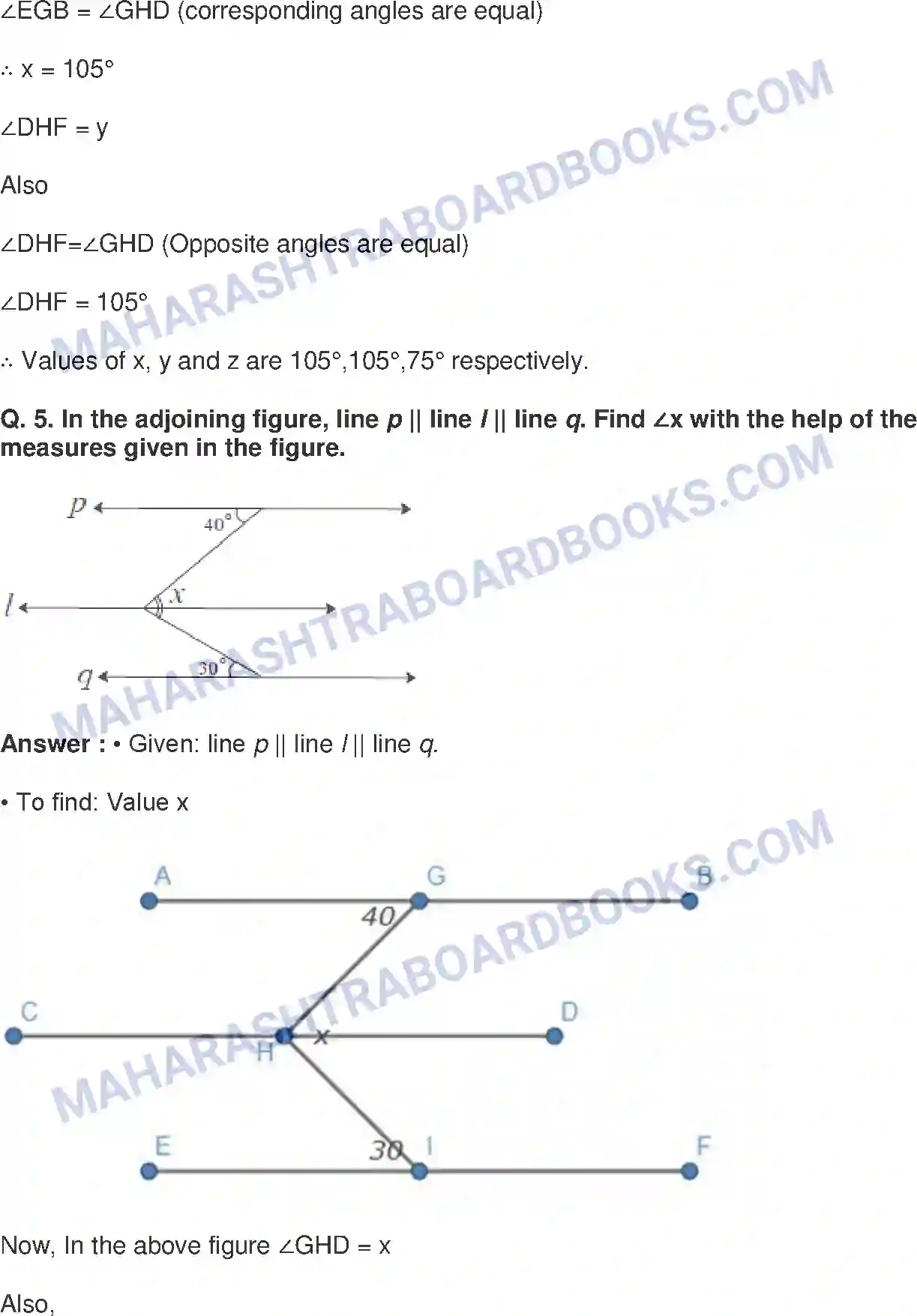 Maharashtra Board Solution Class-8 Mathematics+-+English+Medium Parallel Lines and Transversals Image 10