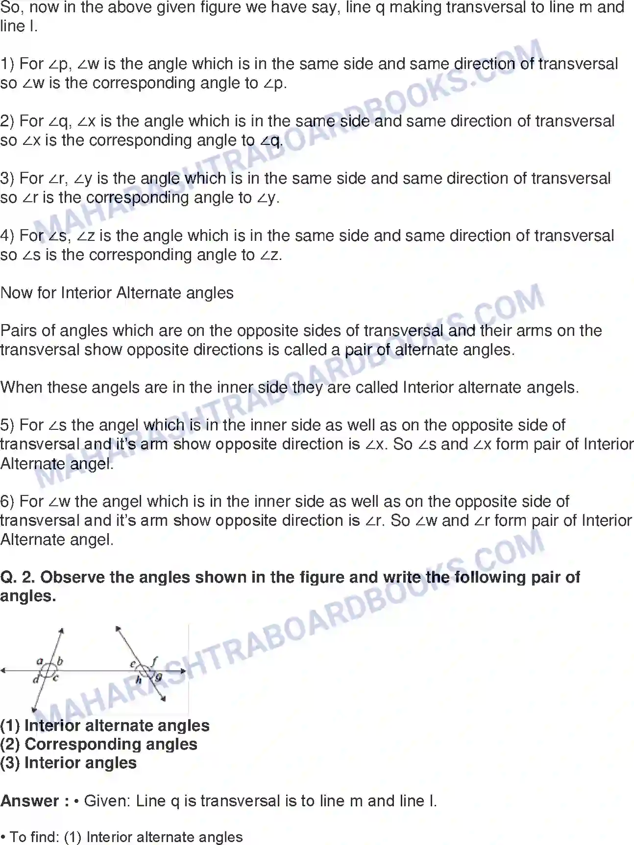Maharashtra Board Solution Class-8 Mathematics+-+English+Medium Parallel Lines and Transversals Image 2