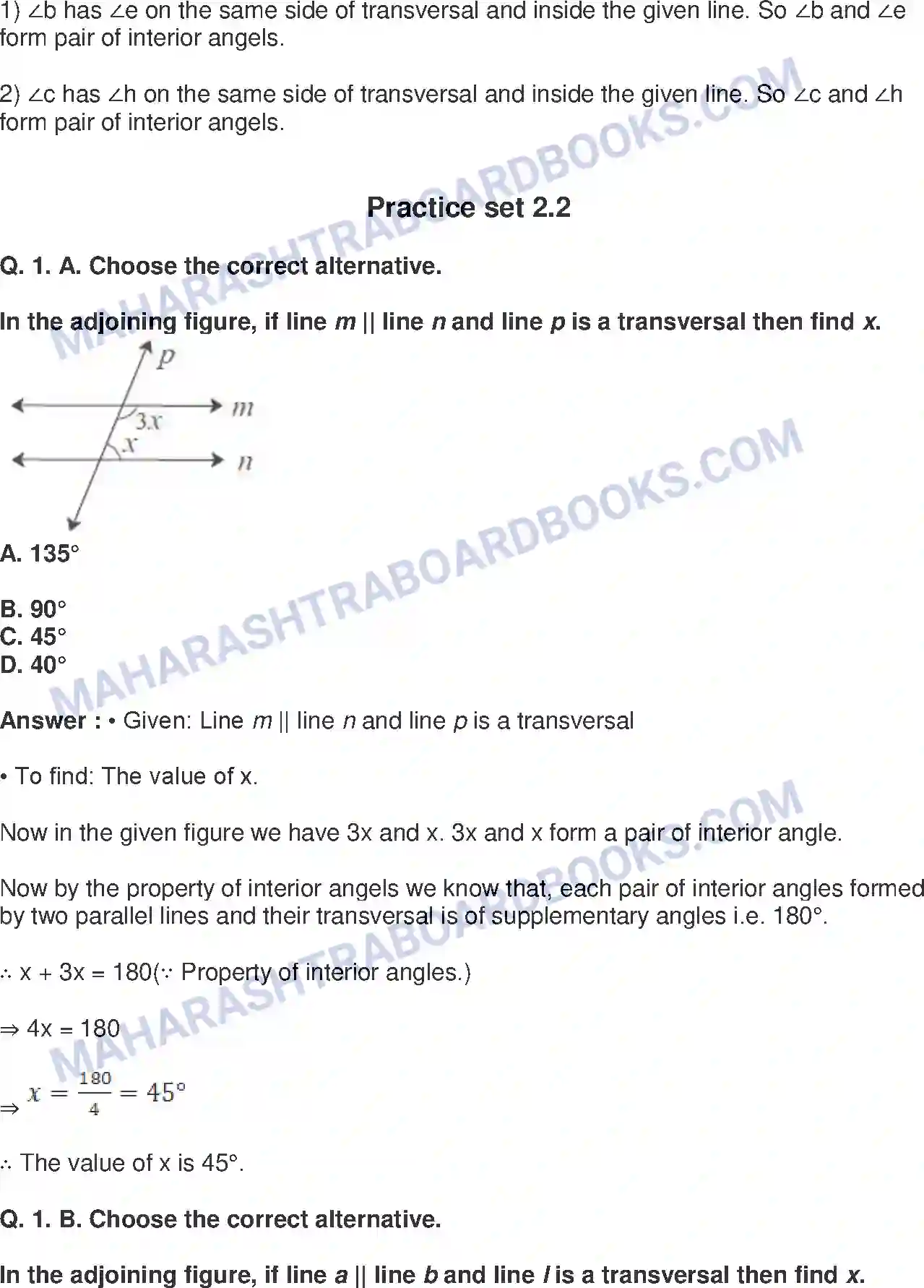 Maharashtra Board Solution Class-8 Mathematics+-+English+Medium Parallel Lines and Transversals Image 4