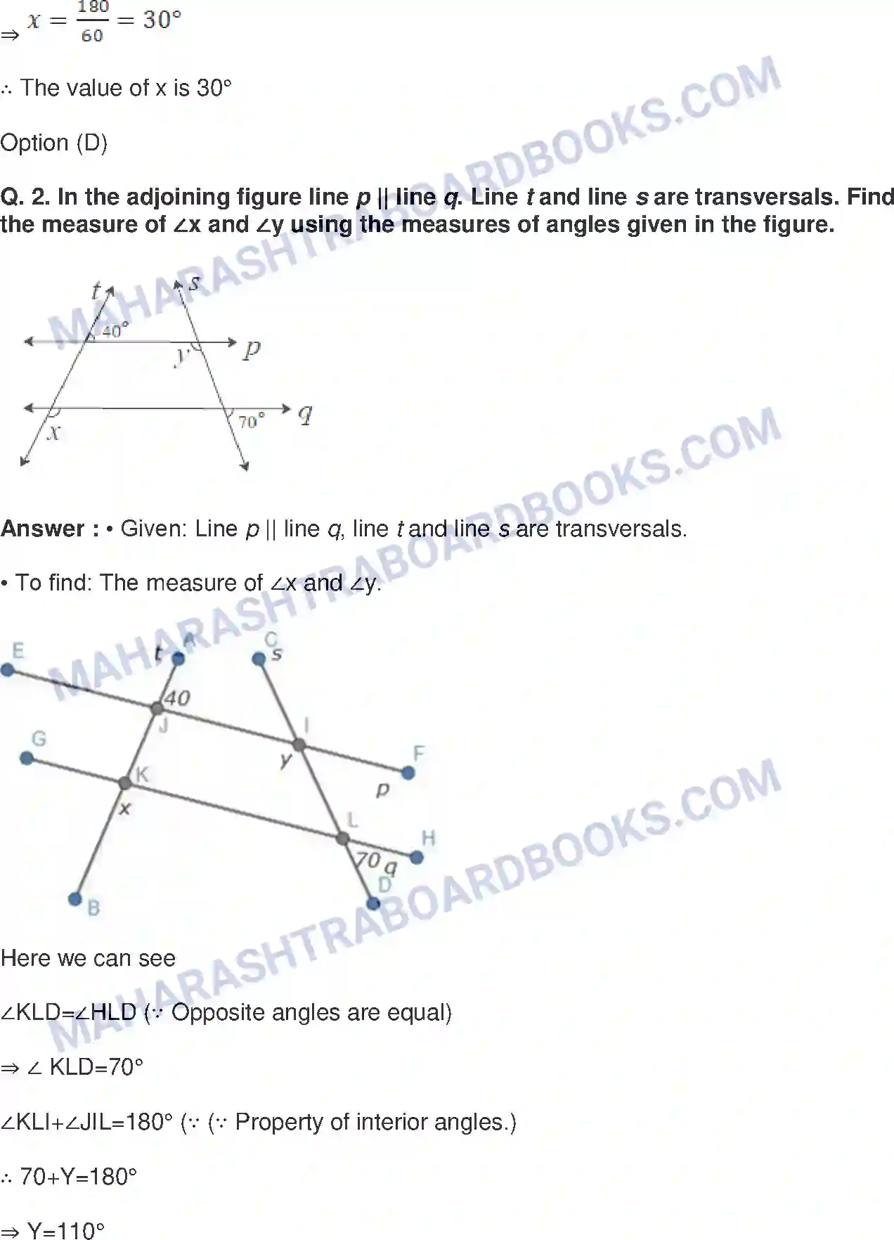 Maharashtra Board Solution Class-8 Mathematics+-+English+Medium Parallel Lines and Transversals Image 6